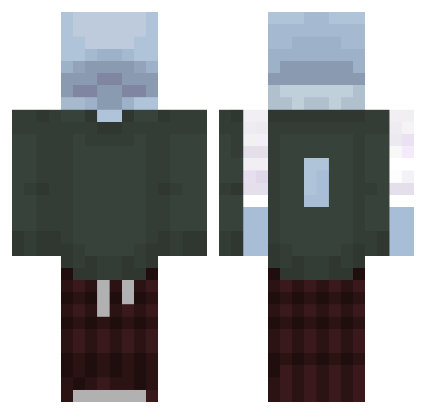 WetherSpoonsMan Minecraft skin, front and back view