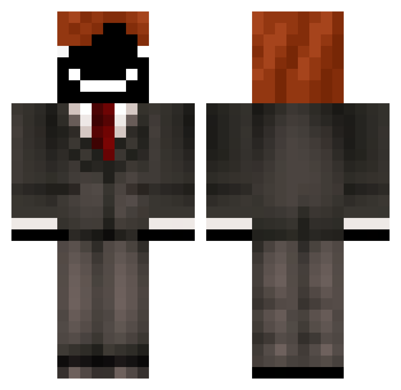 topfights Minecraft skin, front and back view