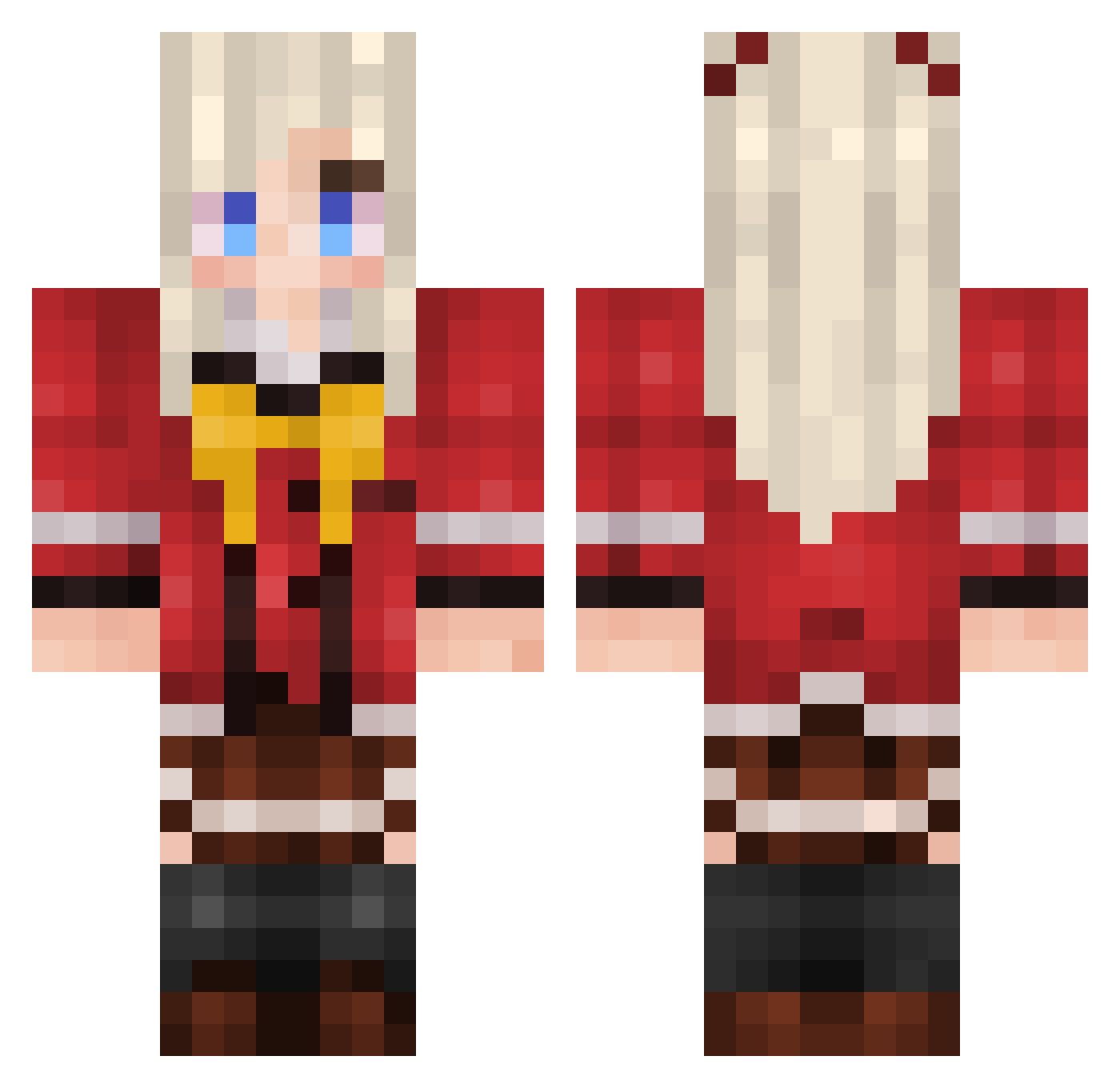 rebid Minecraft skin, front and back view