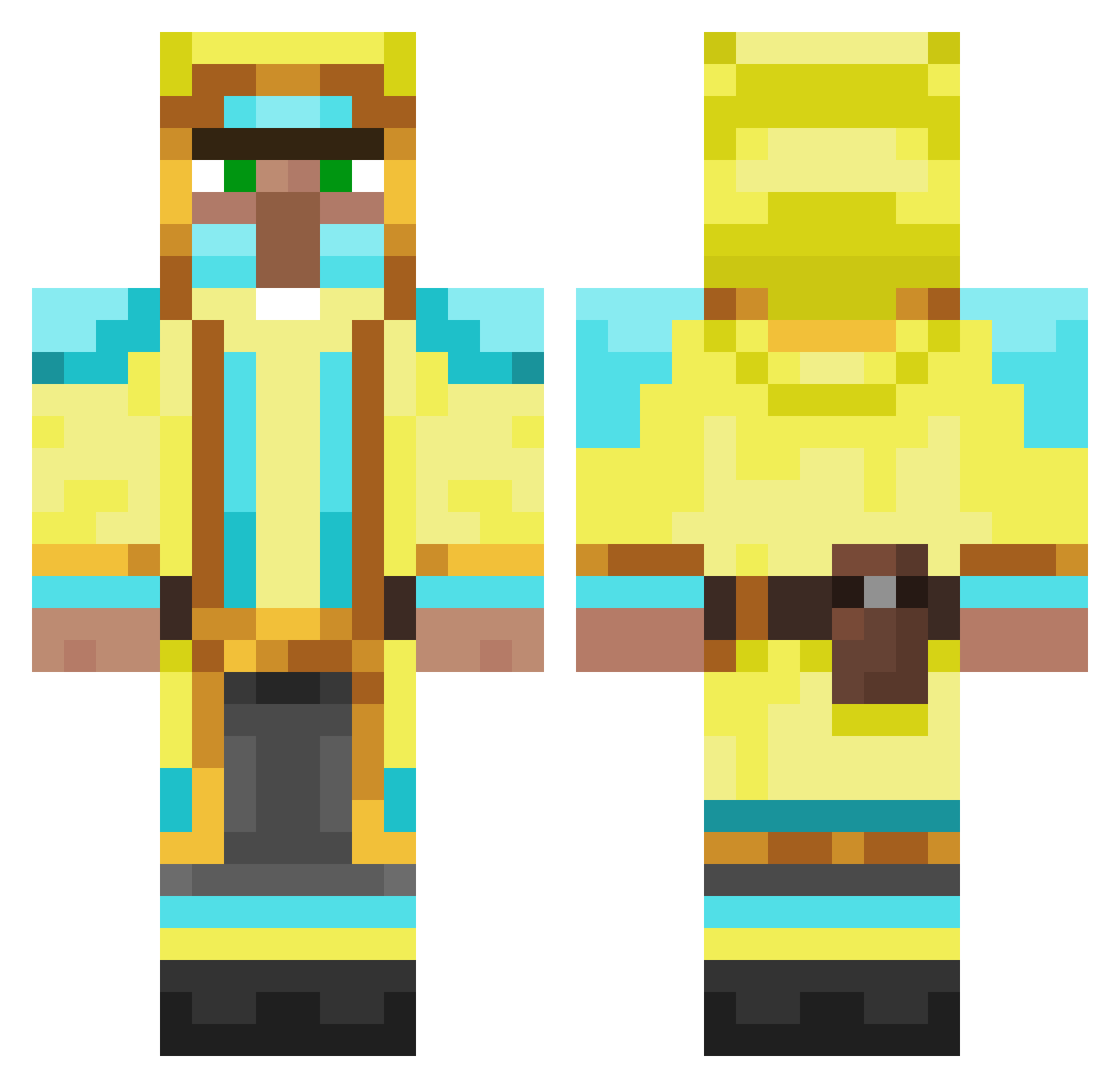 SoliderityGaming Minecraft skin, front and back view