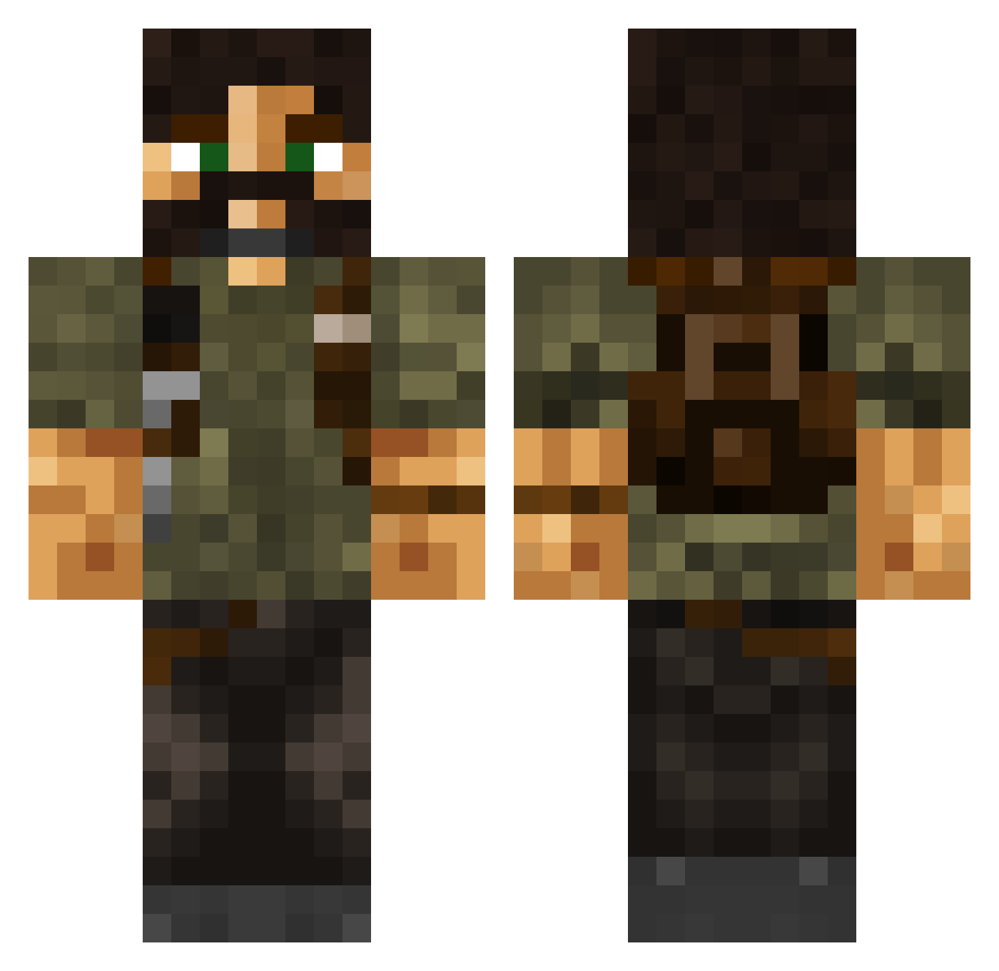 PyroManiac02 Minecraft skin, front and back view