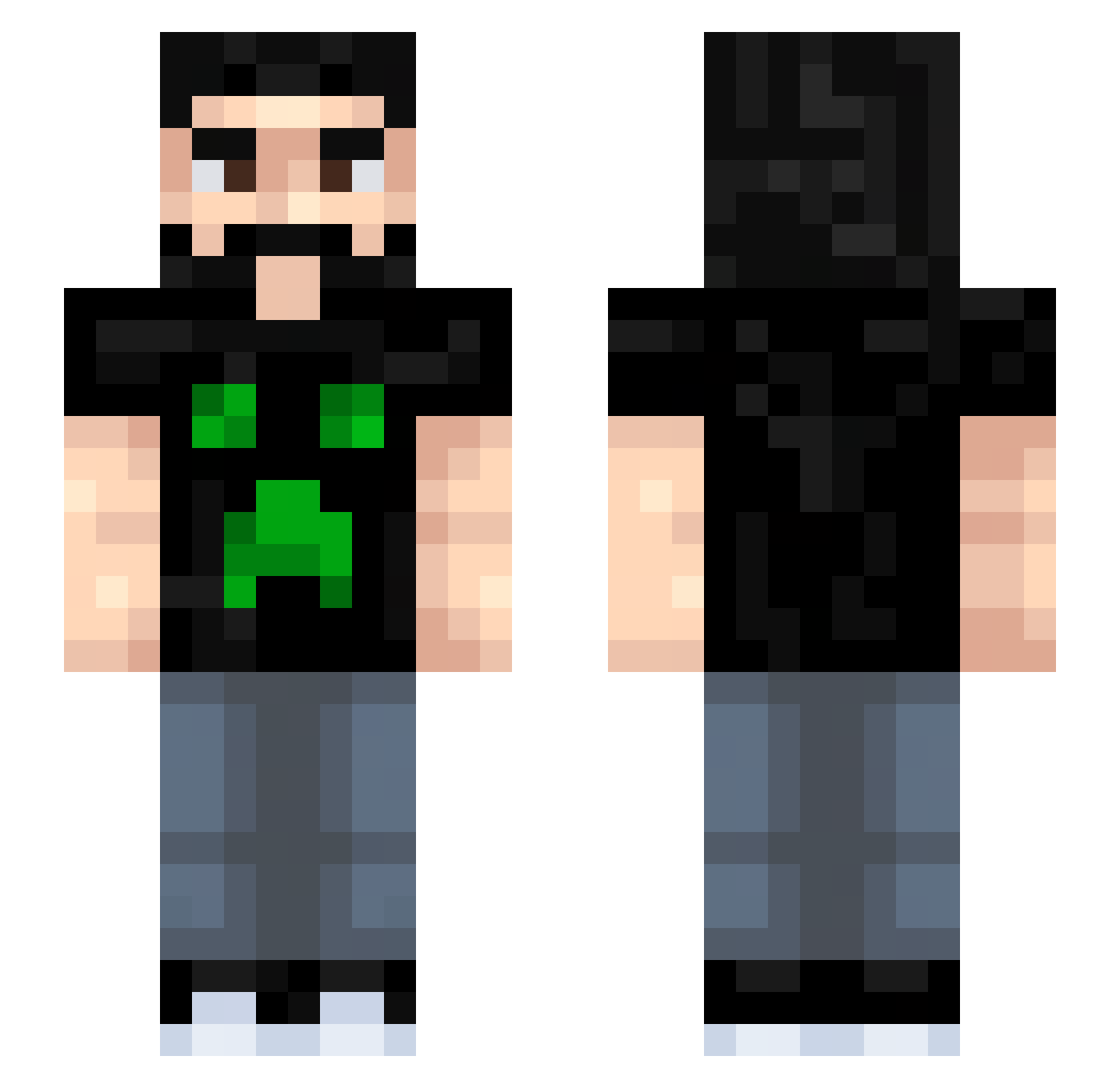 Andesigner Minecraft skin, front and back view