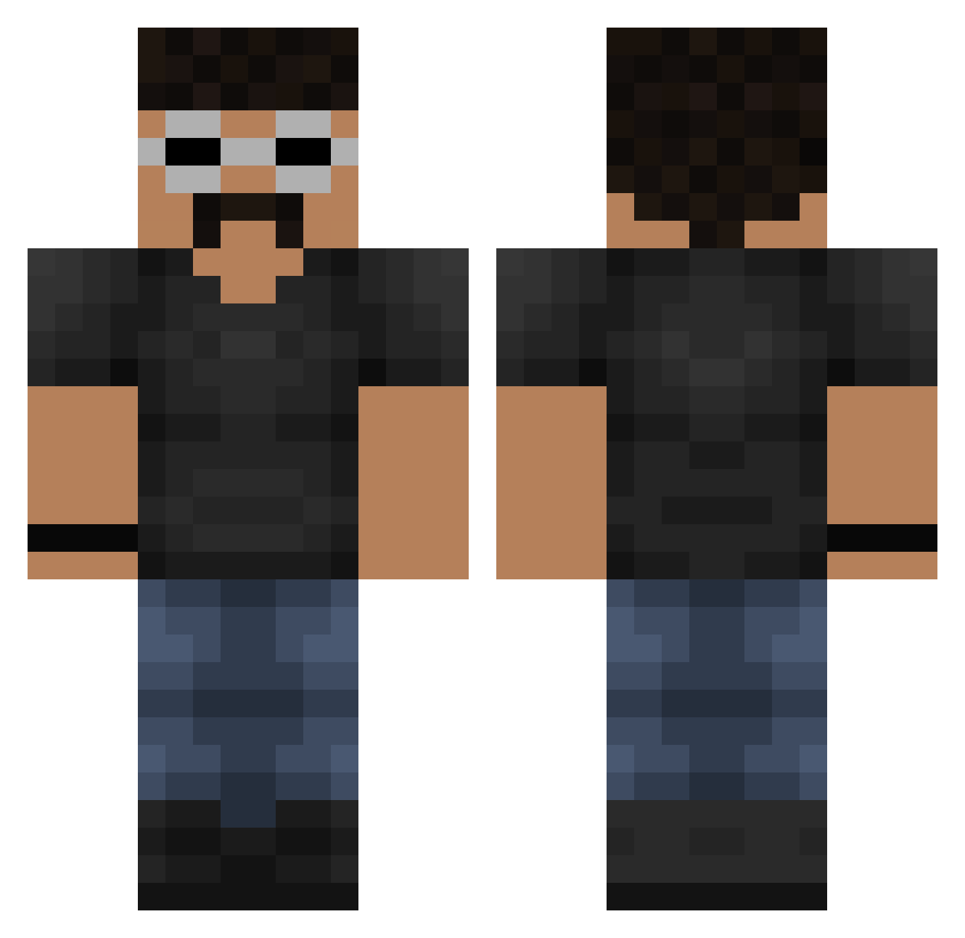 Dangling_Sack Minecraft skin, front and back view