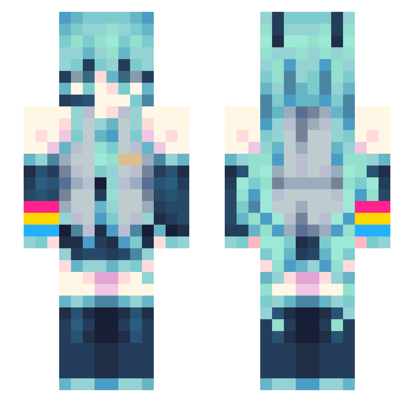 MozukoFr Minecraft skin, front and back view