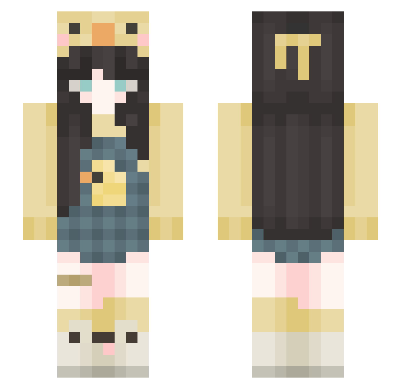 kyaowl Minecraft skin, front and back view