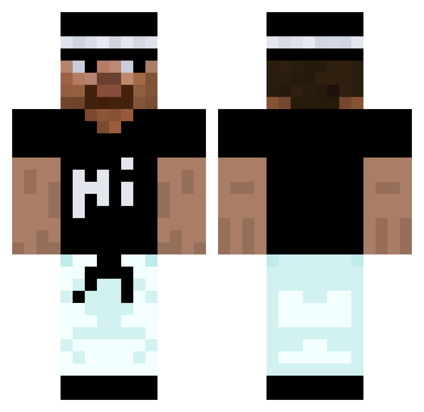 P3blle Minecraft skin, front and back view