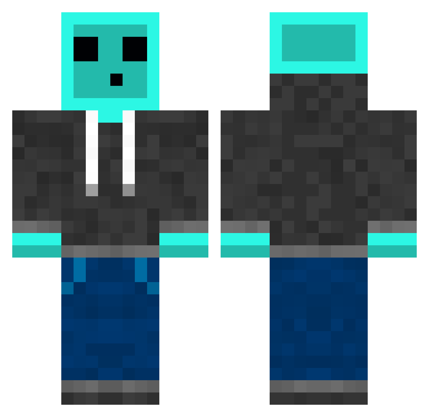 Rinual Minecraft skin, front and back view