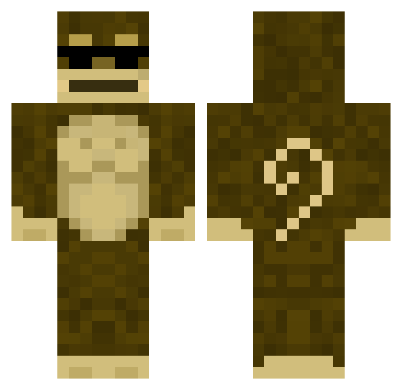 Ravickmqs Minecraft skin, front and back view