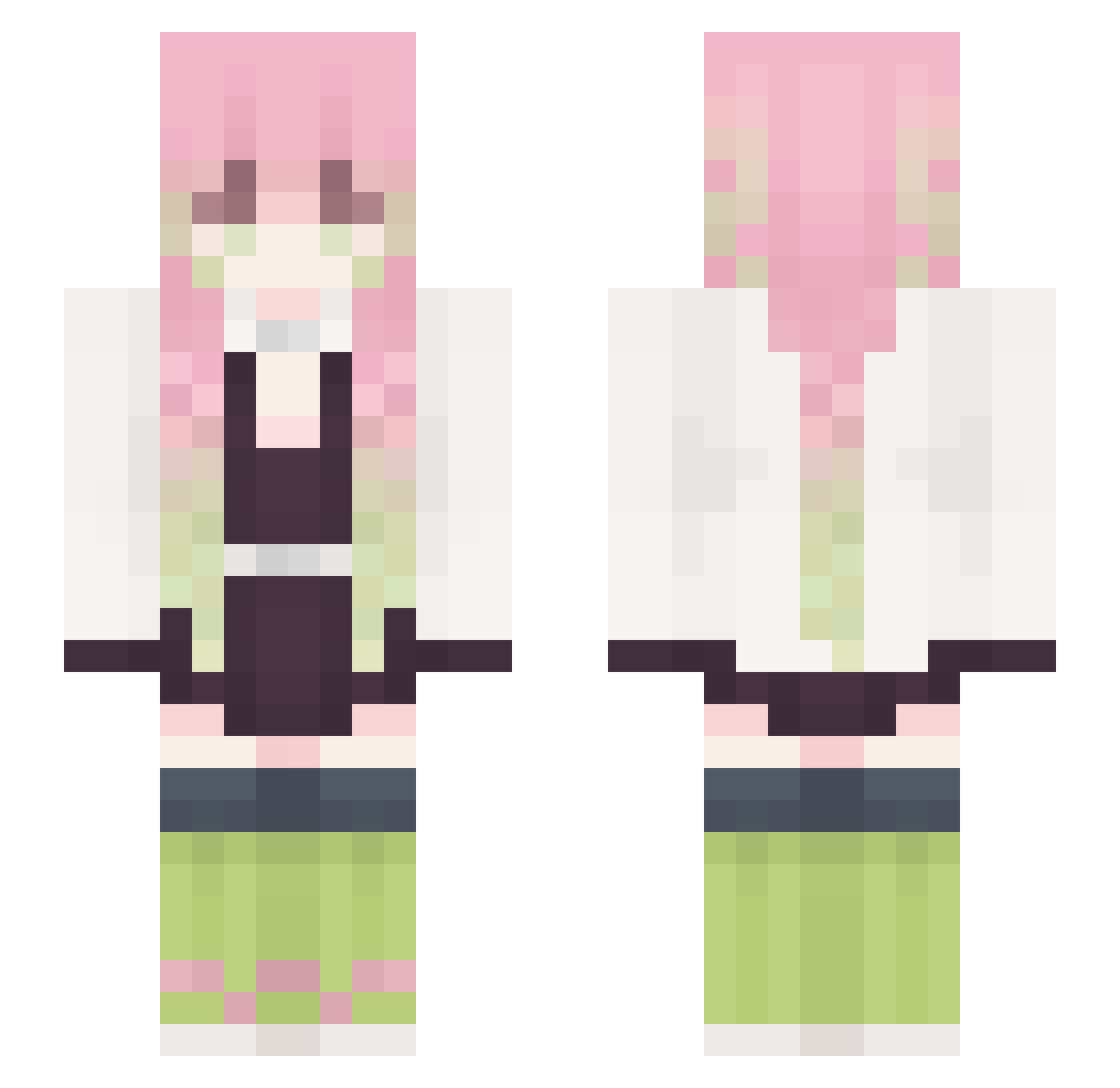 CharviOMG Minecraft skin, front and back view