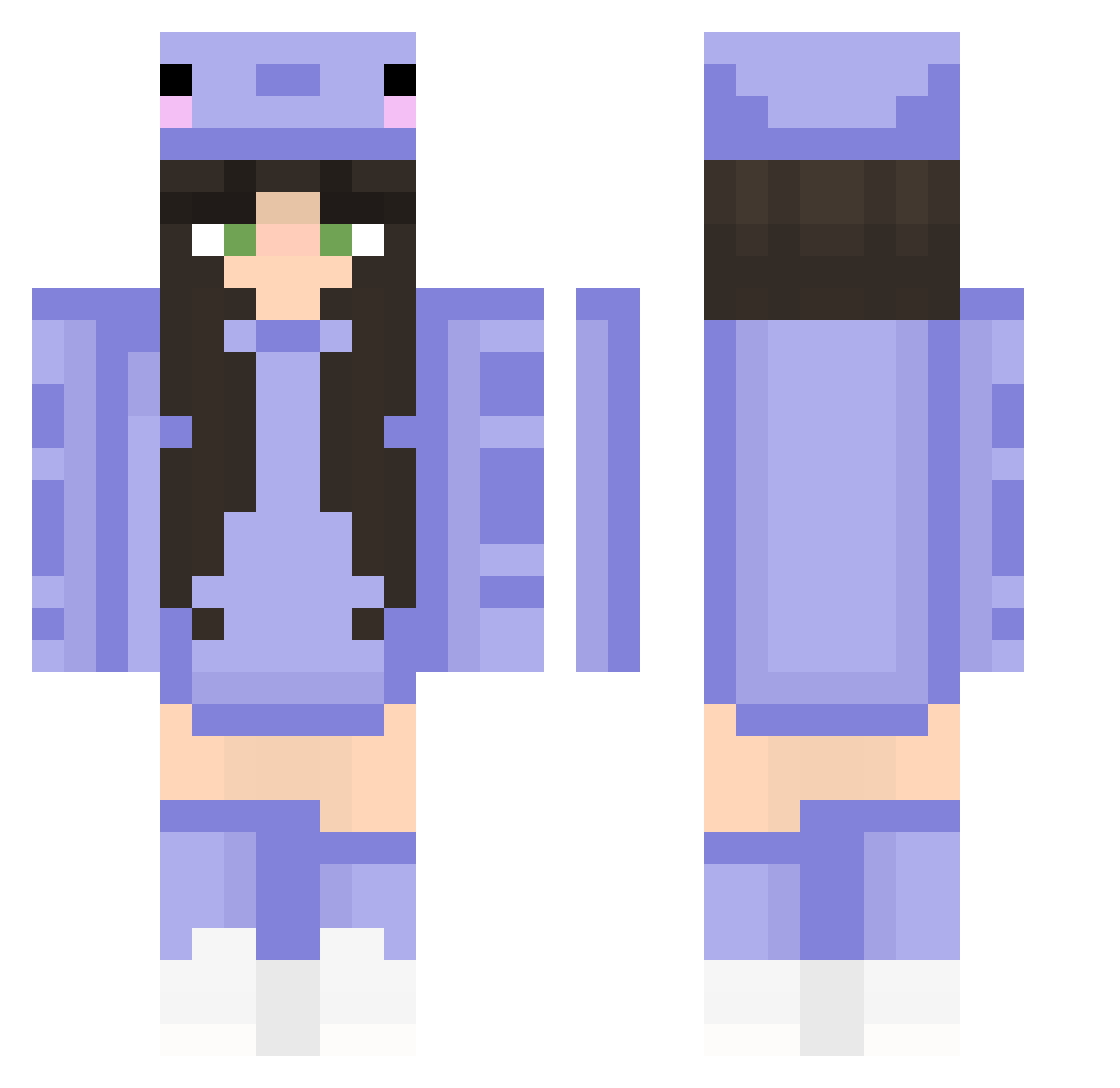 Zyxia Minecraft skin, front and back view