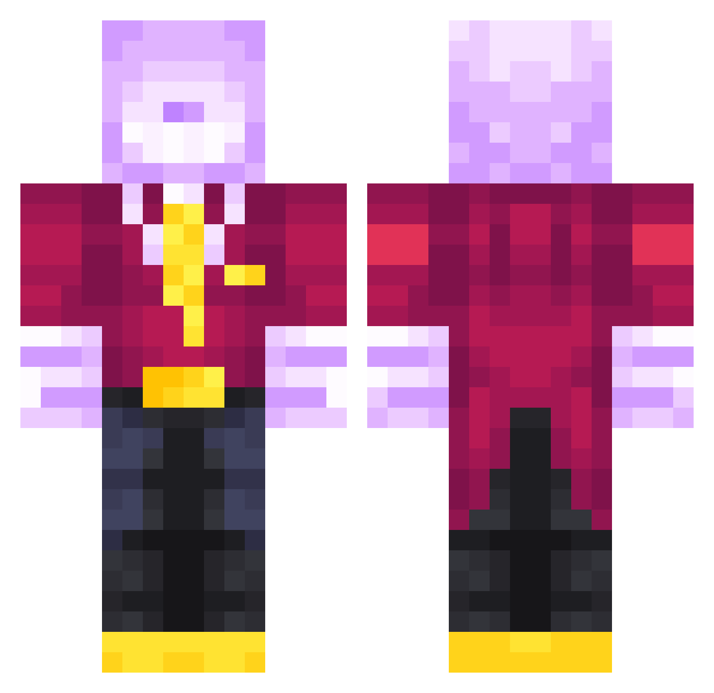 AlexisMinou Minecraft skin, front and back view
