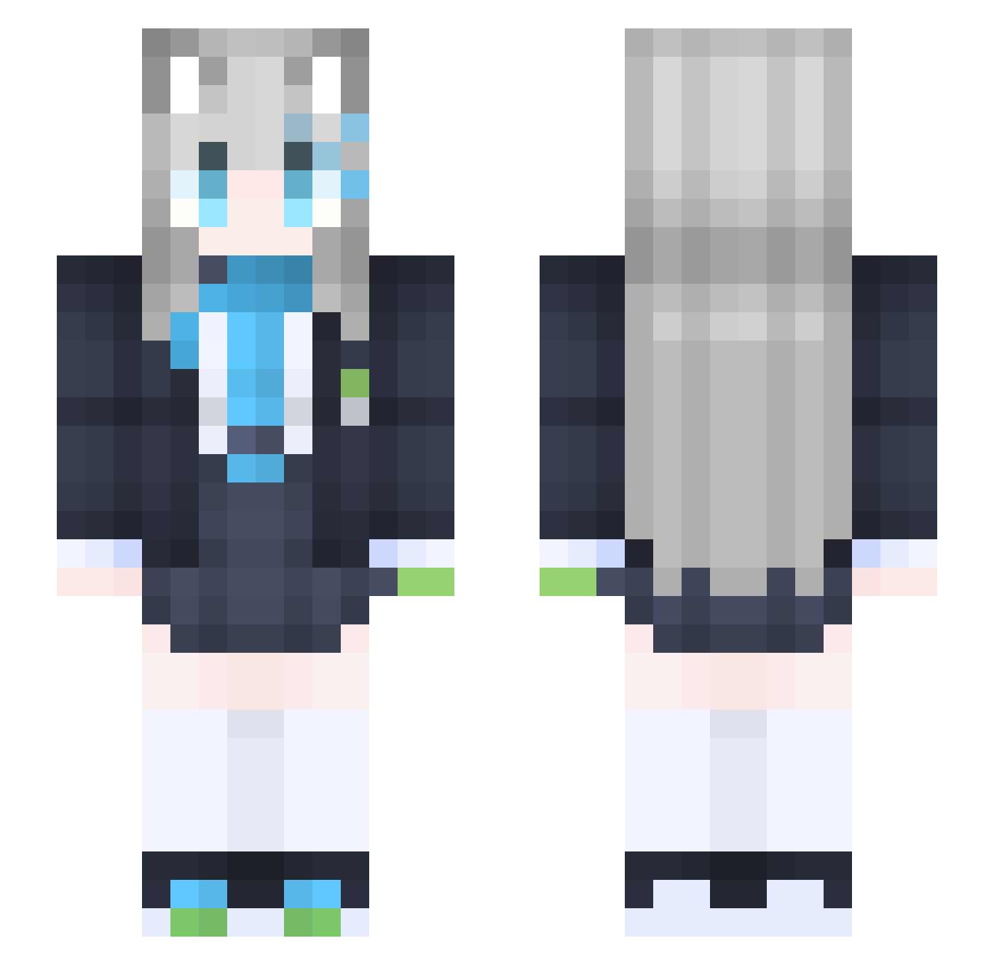 Tatty_nia Minecraft skin, front and back view
