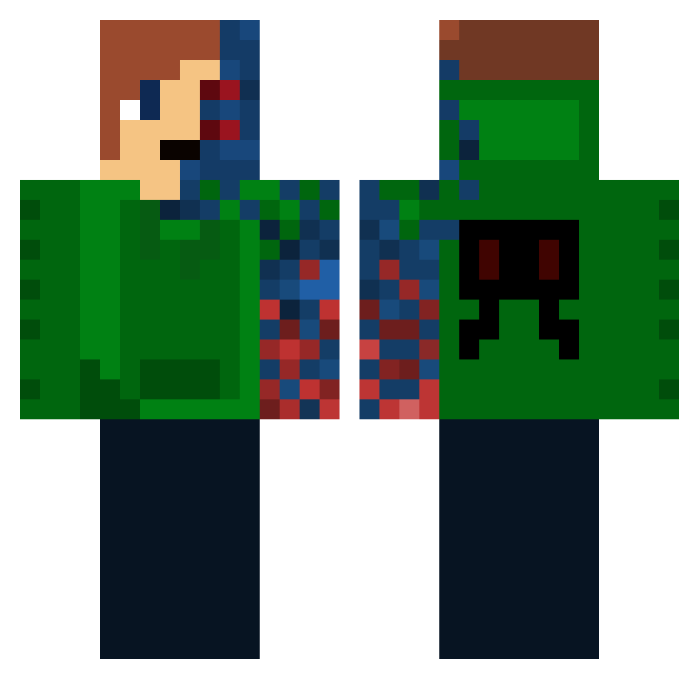 Spiderofdeath28 Minecraft skin, front and back view