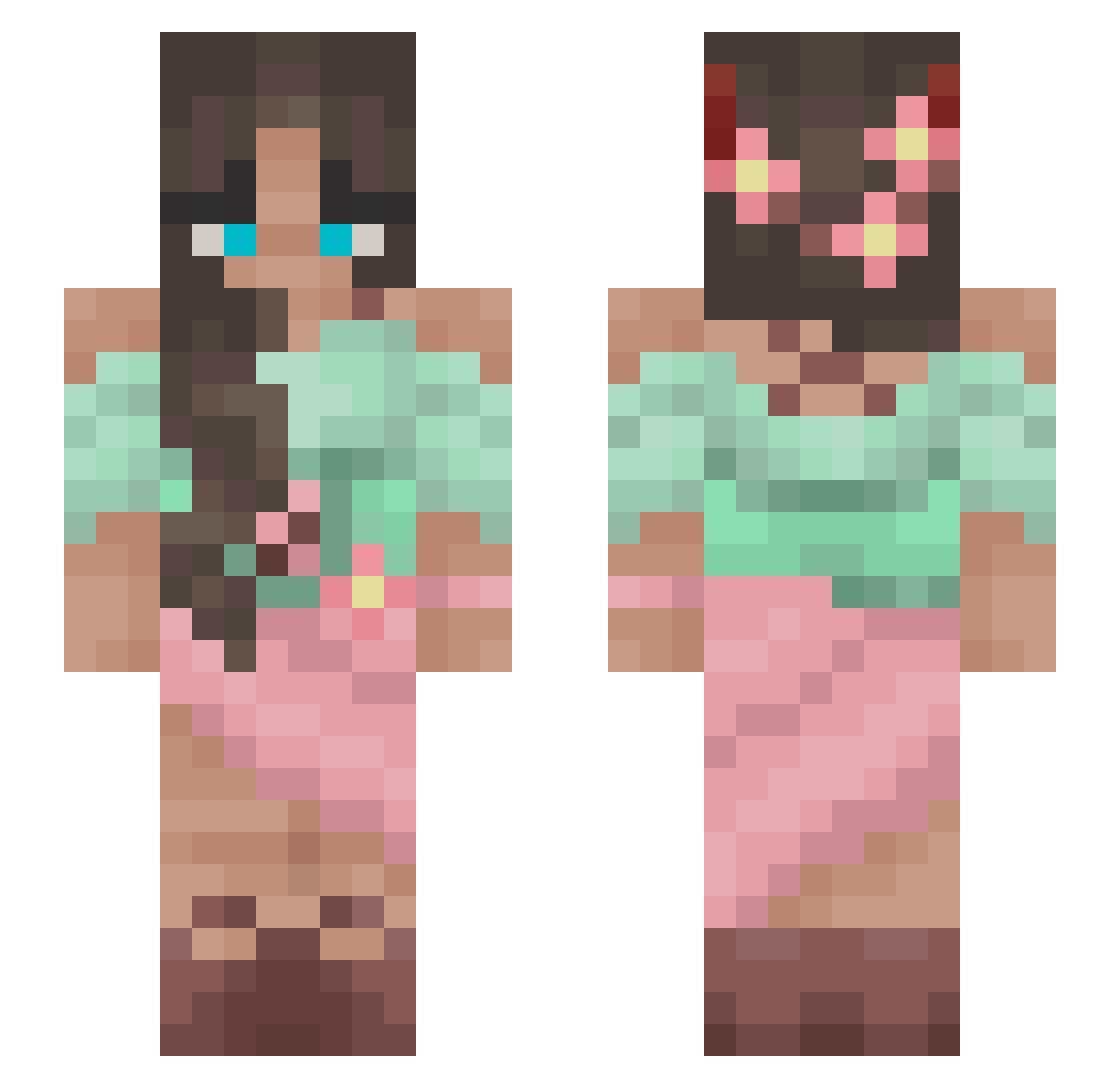 SourzVoid666 Minecraft skin, front and back view