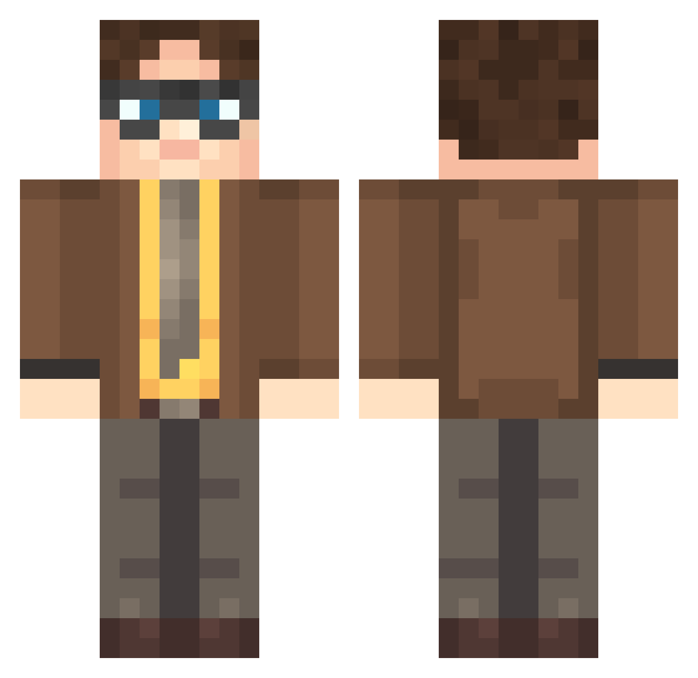 xhupeta Minecraft skin, front and back view