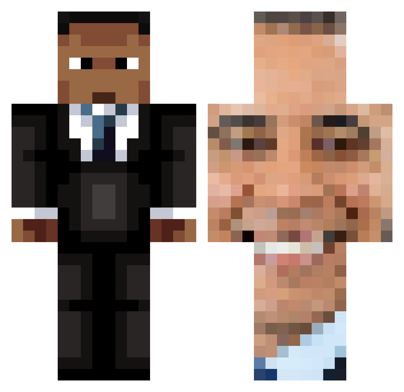 Dueh Minecraft skin, front and back view