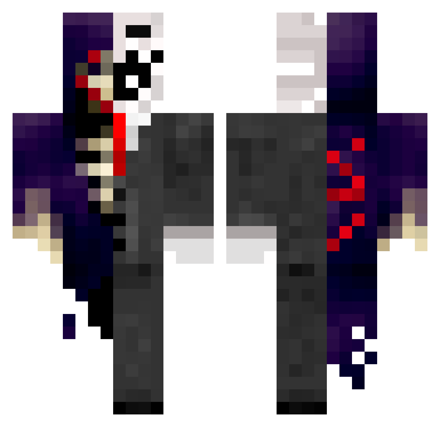 2stashes2hunters Minecraft skin, front and back view