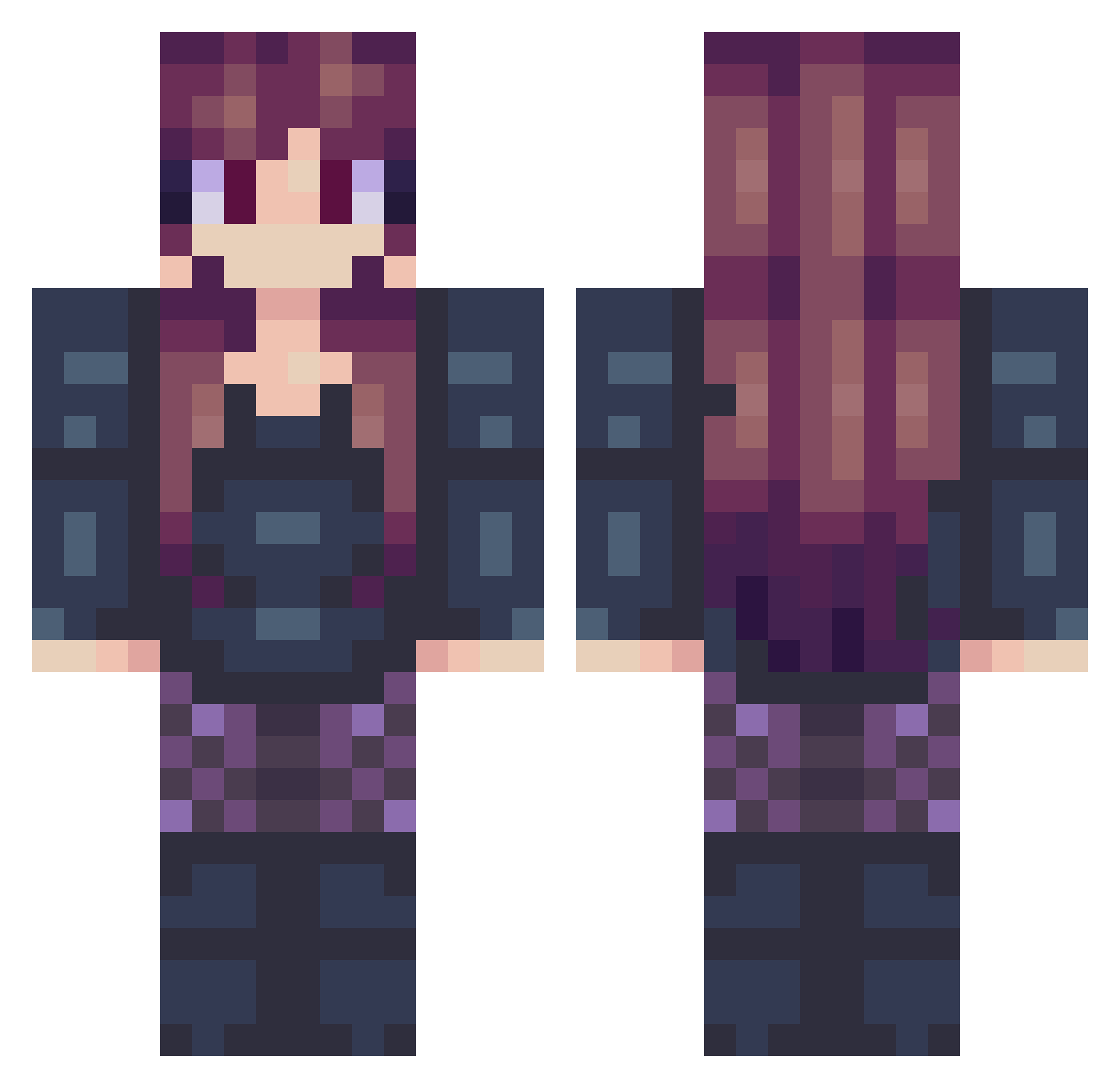 Revalued Minecraft skin, front and back view