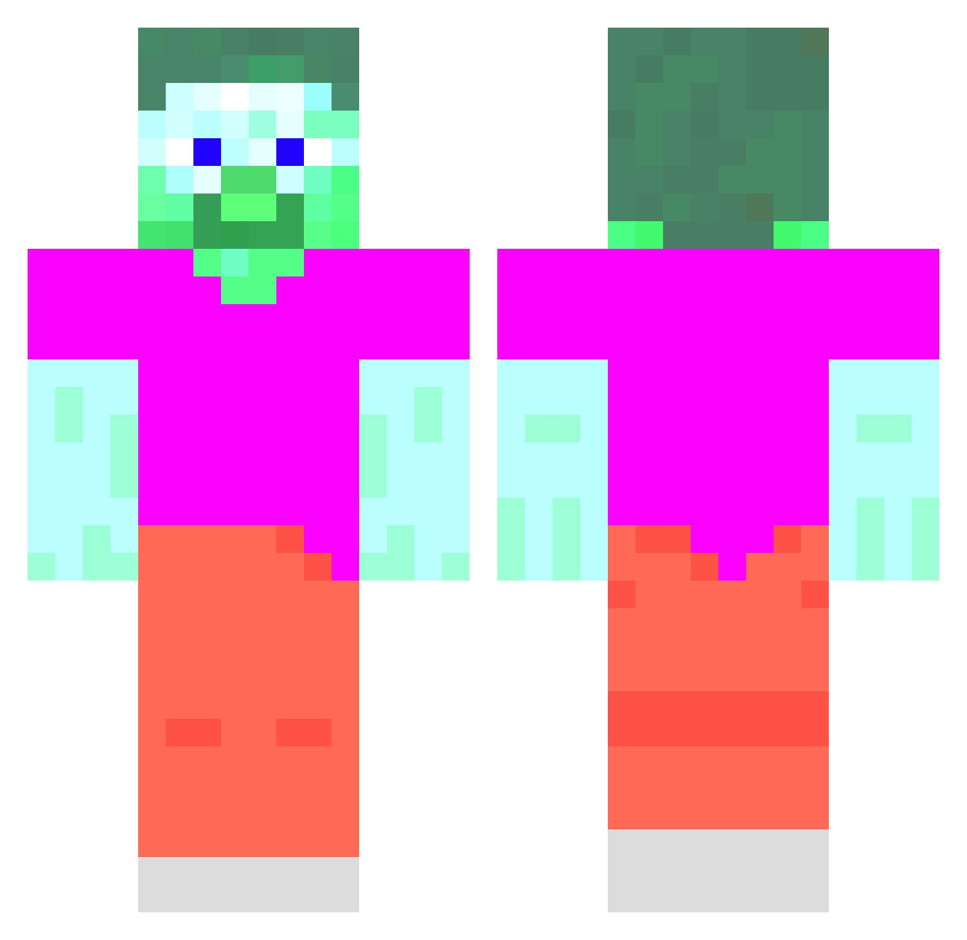 Yyki Minecraft skin, front and back view