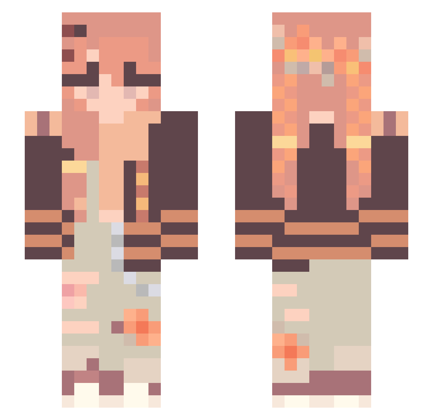 Lodged Minecraft skin, front and back view