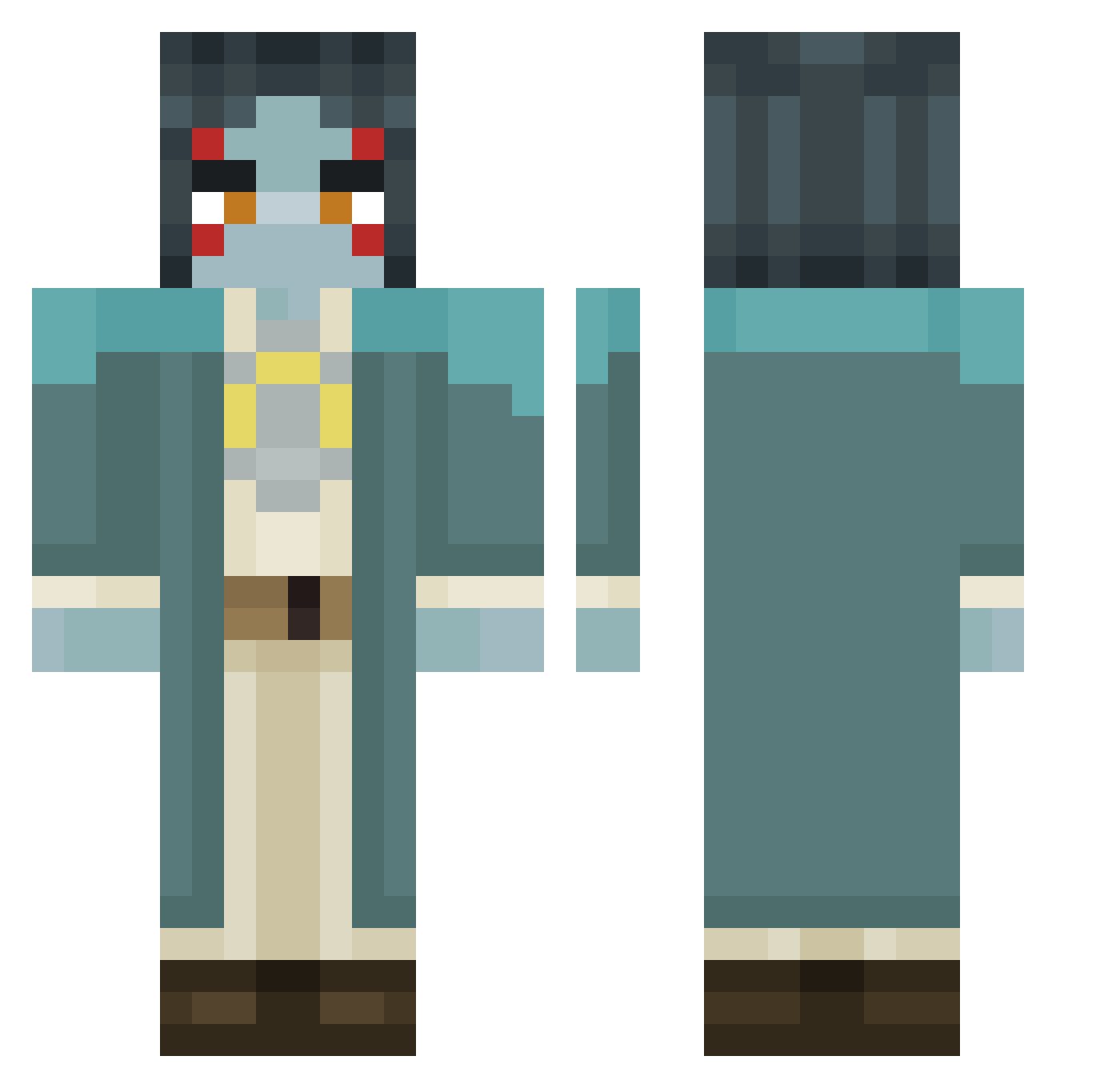 guigaz Minecraft skin, front and back view