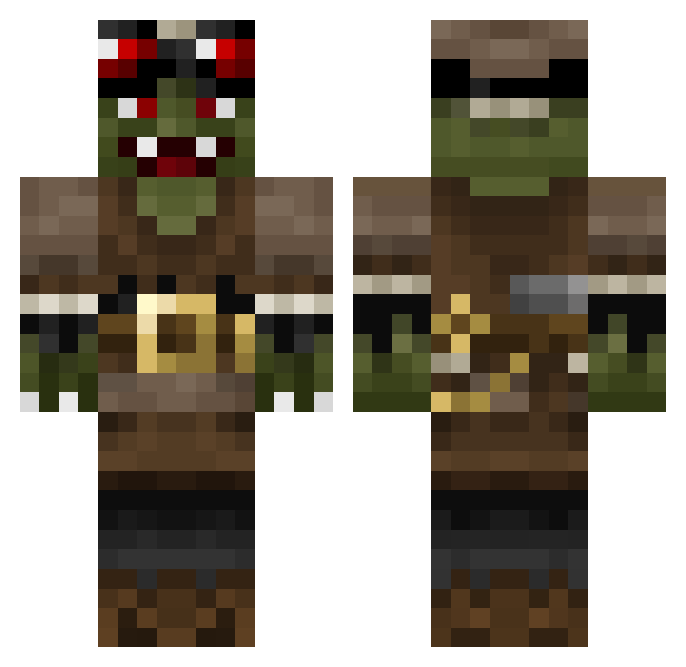 FlyOnMars Minecraft skin, front and back view