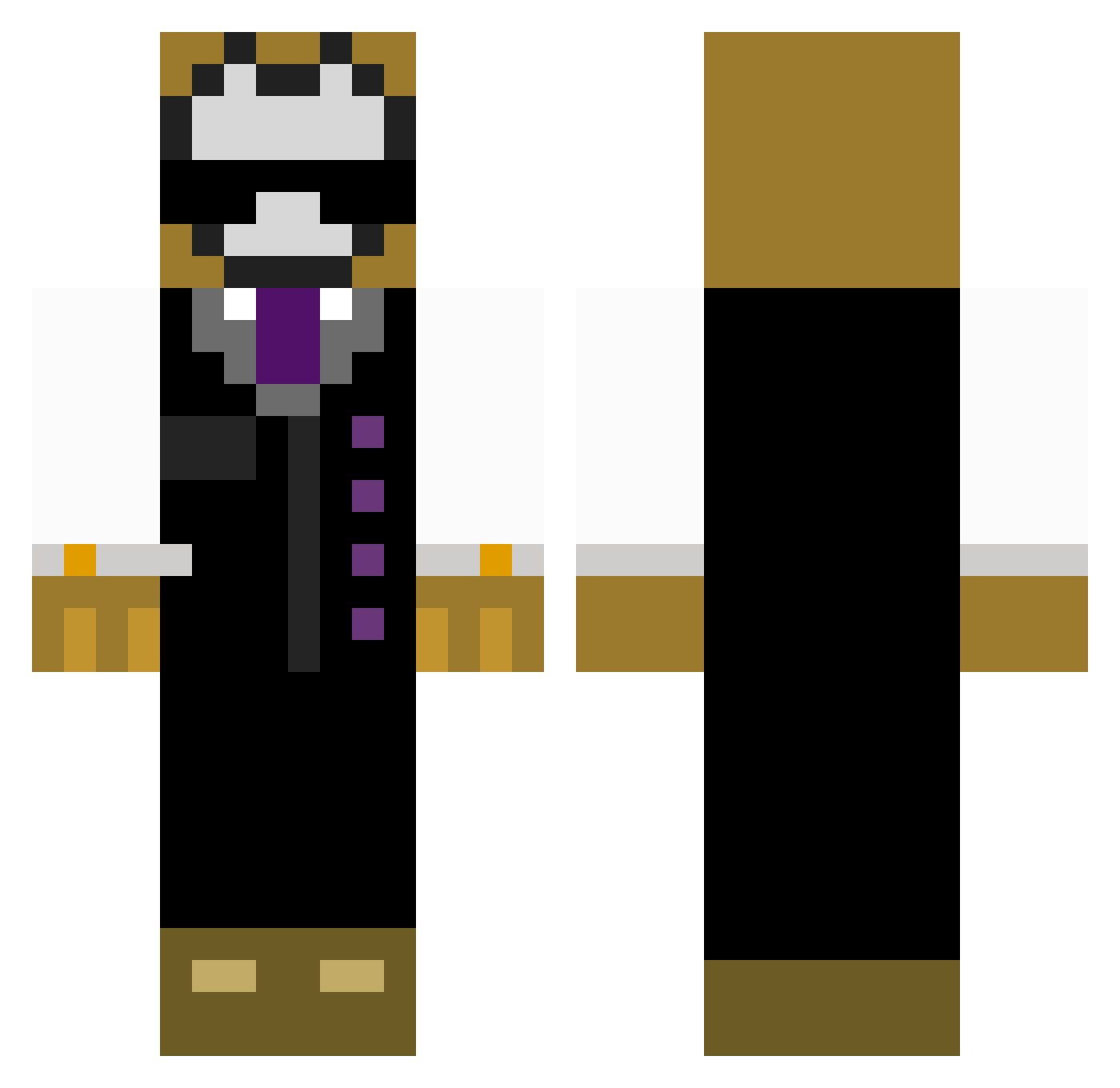 Vansium Minecraft skin, front and back view