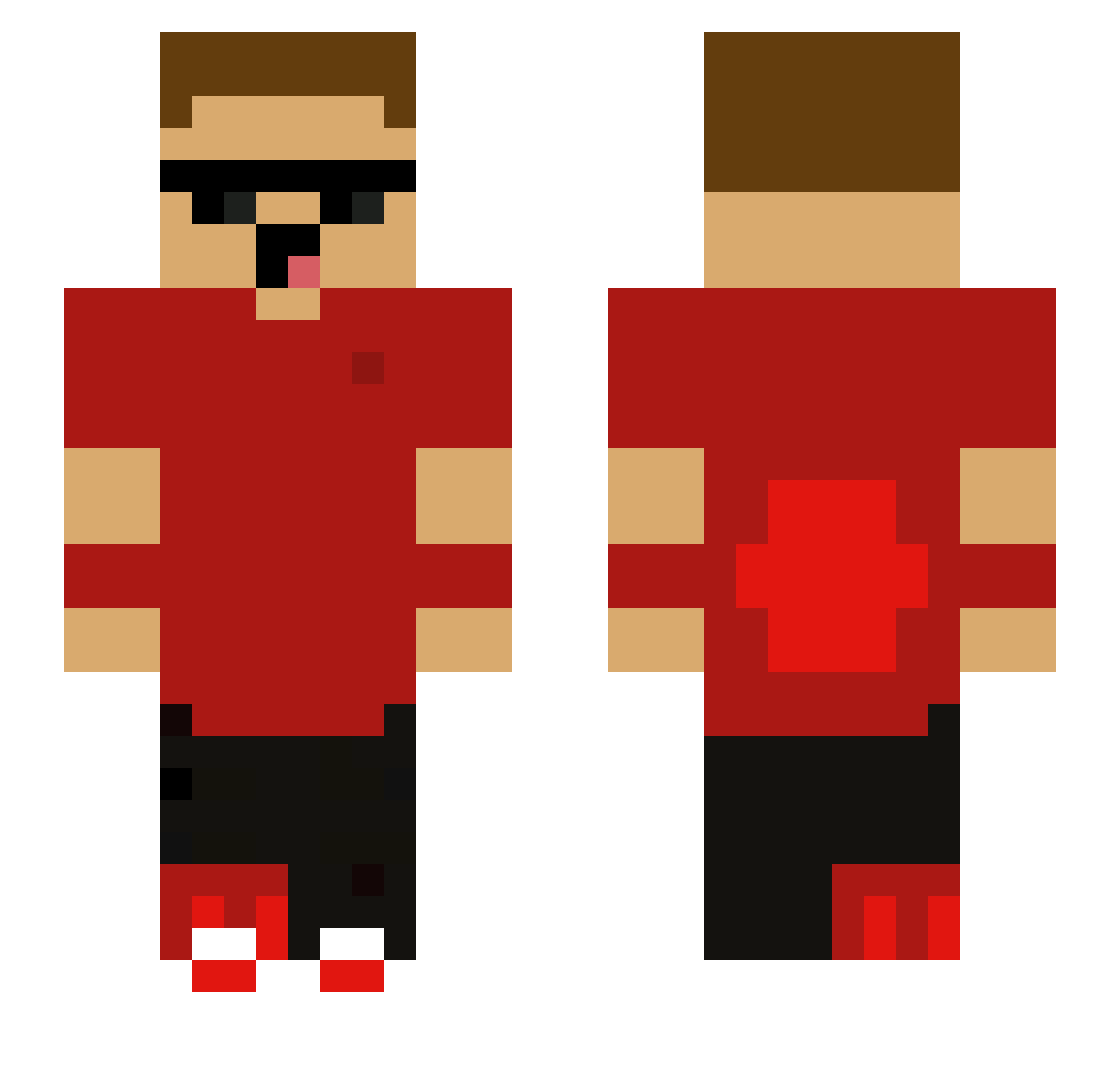 TurboWasTooFast Minecraft skin, front and back view