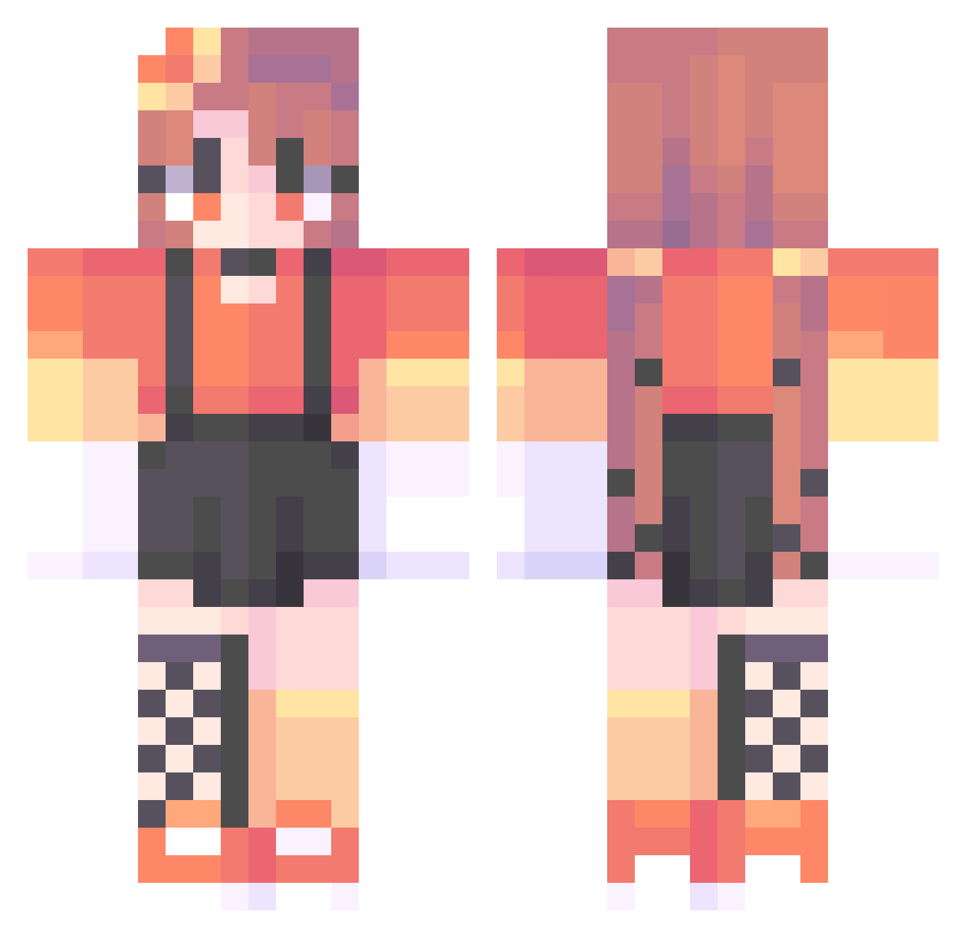 NotedFern Minecraft skin, front and back view