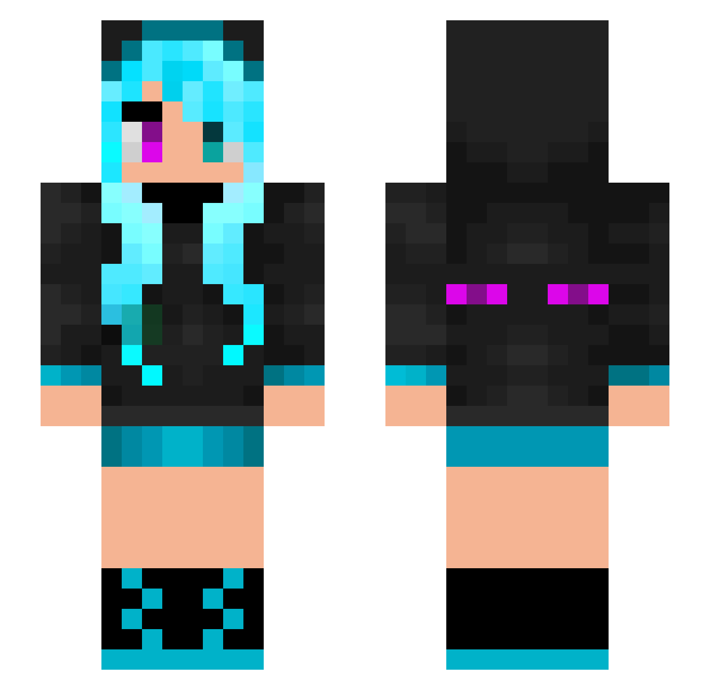 Mommablueski Minecraft skin, front and back view