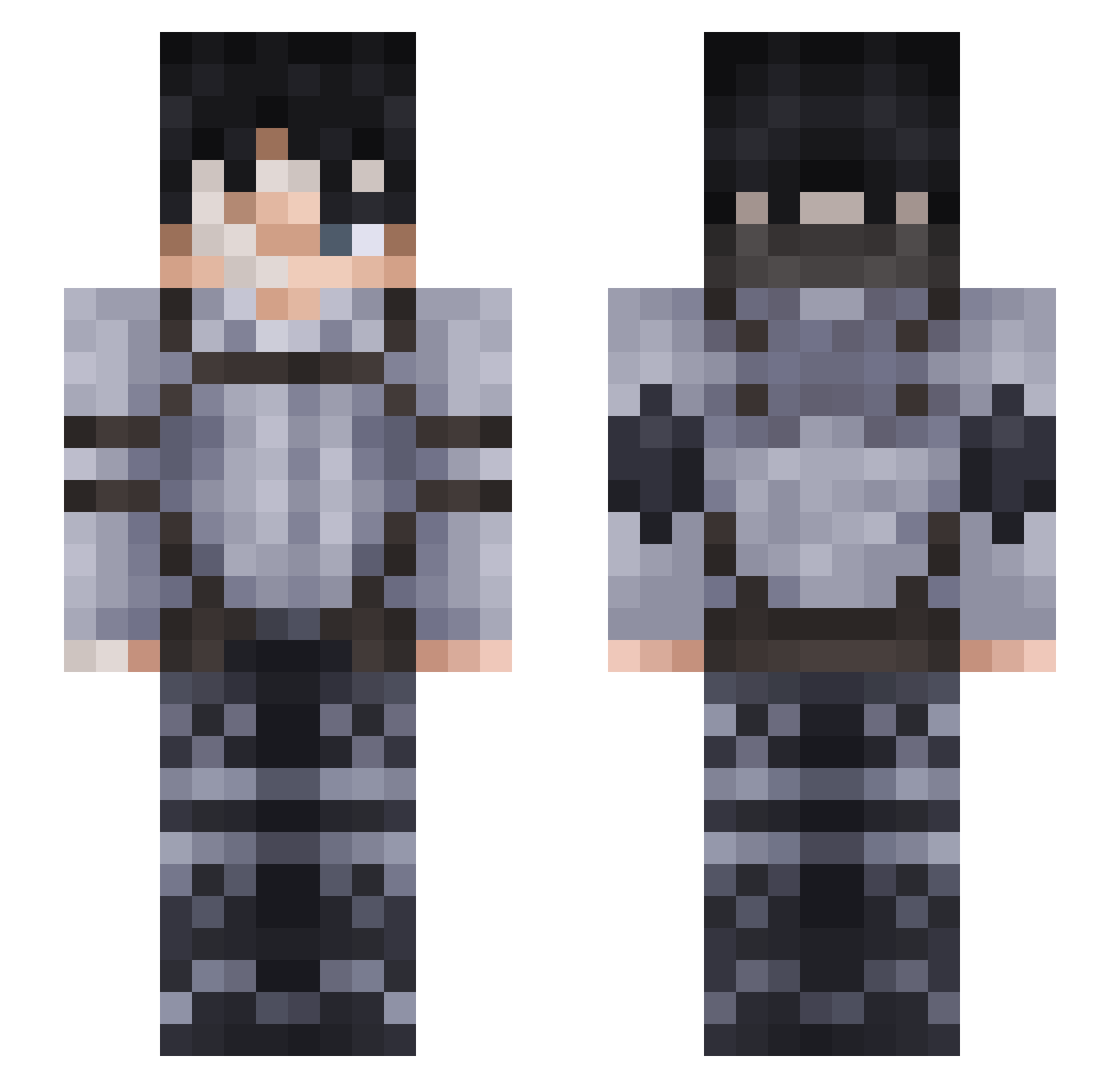Scurs Minecraft skin, front and back view