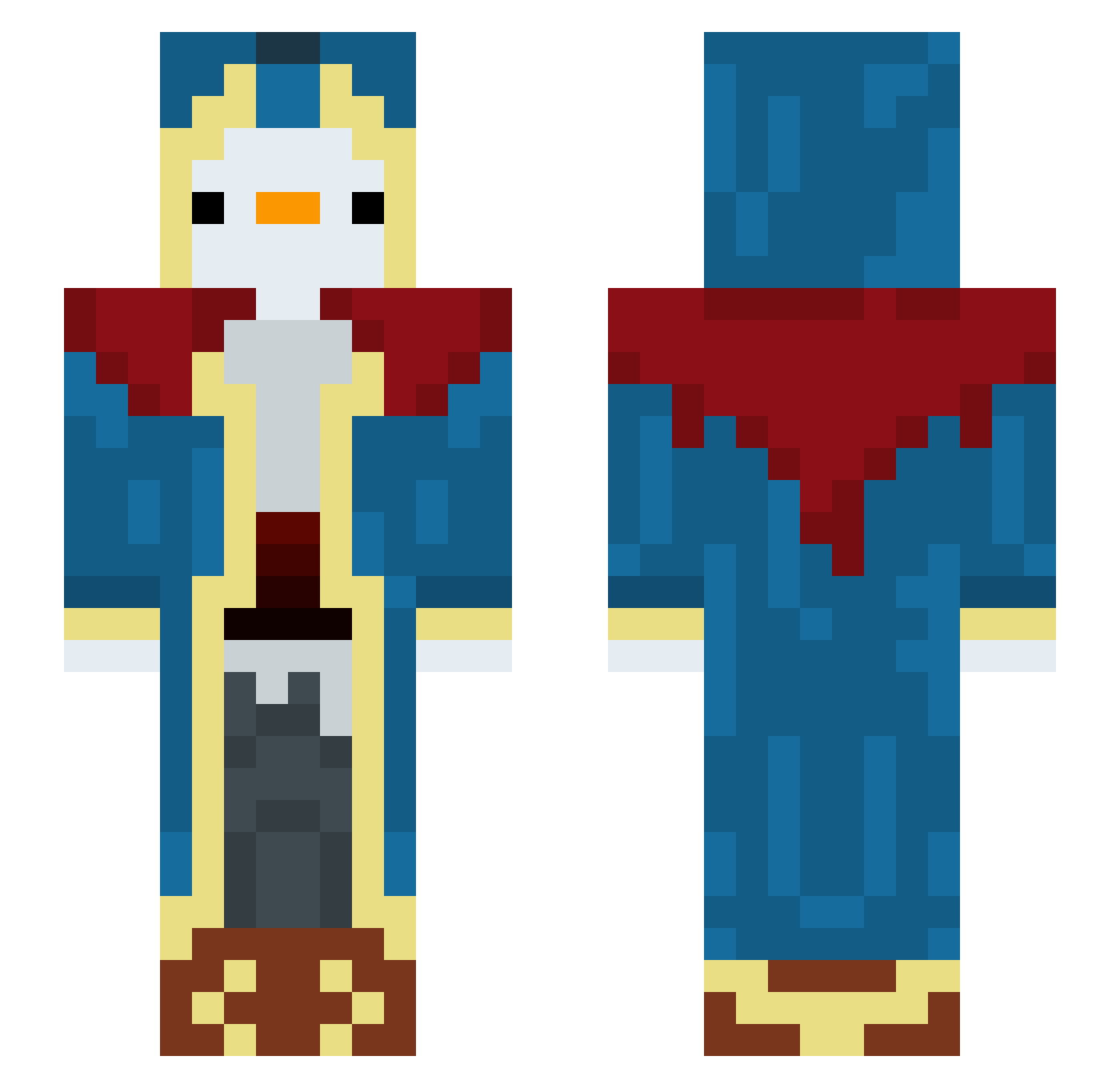 HumanManGuy Minecraft skin, front and back view