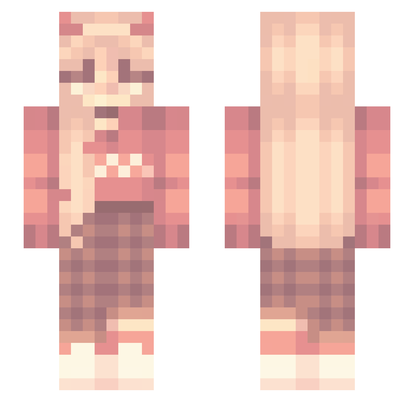 Redate Minecraft skin, front and back view