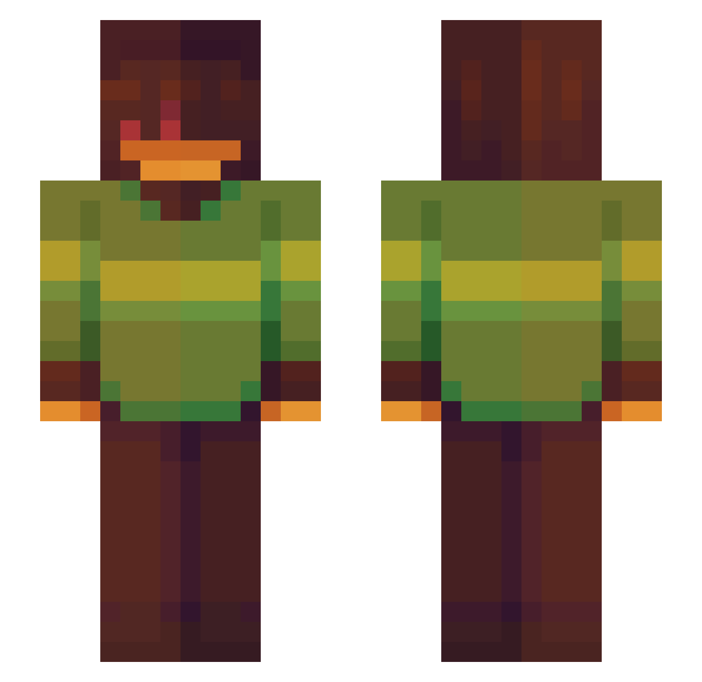 Boulder_08 Minecraft skin, front and back view