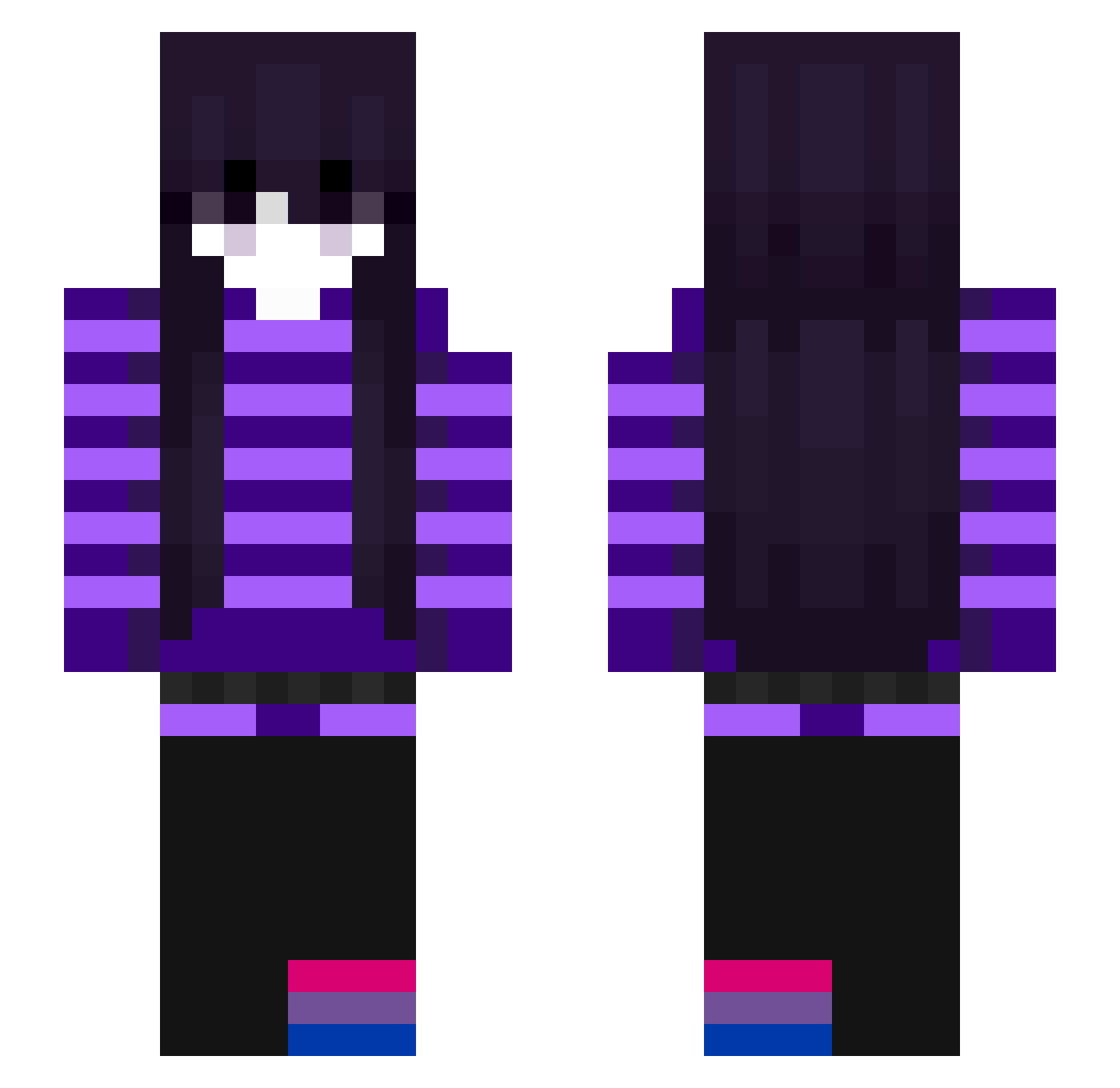 CutieSad Minecraft skin, front and back view