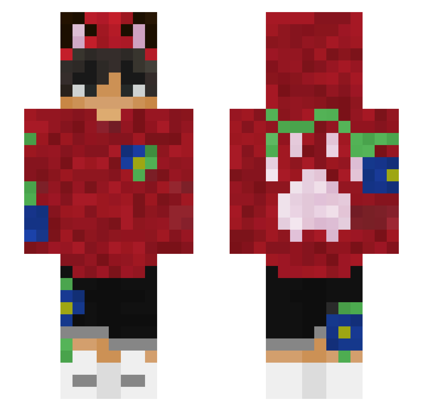 Defineless Minecraft skin, front and back view