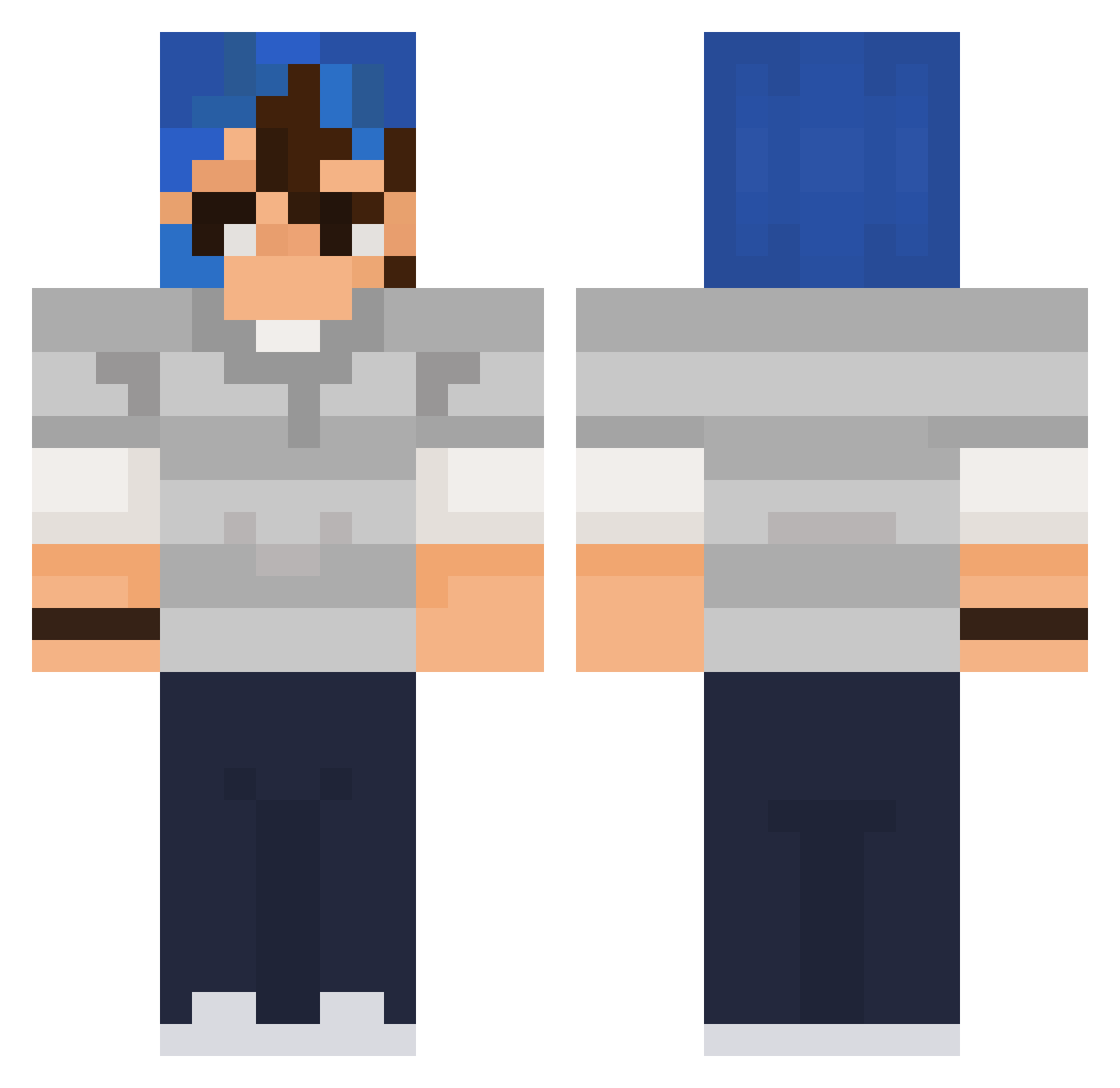 bluetailedelf Minecraft skin, front and back view