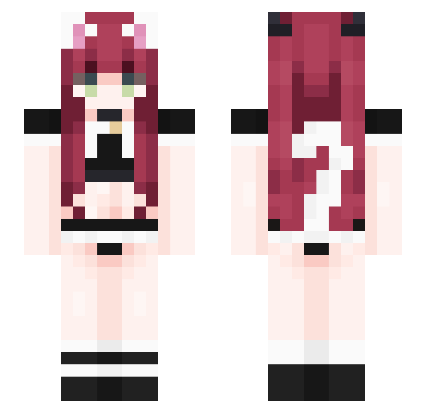 Kimkairi Minecraft skin, front and back view