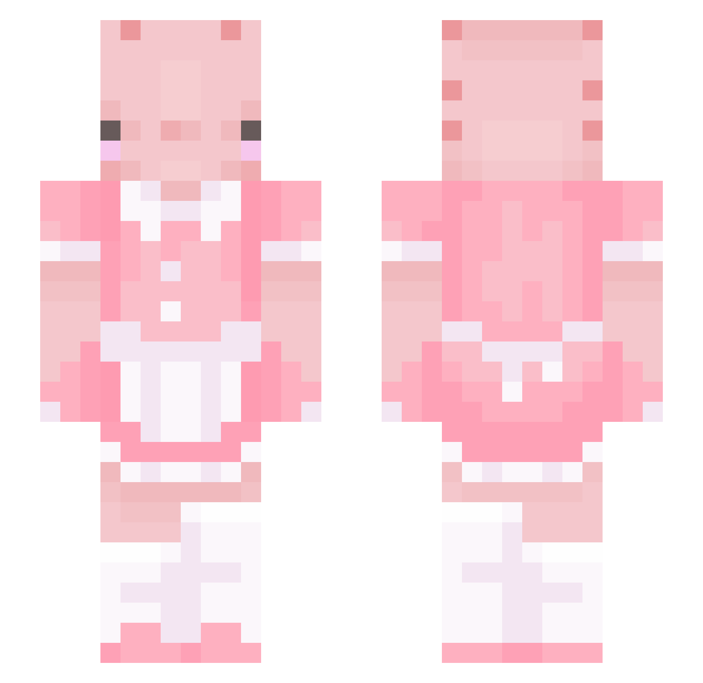 he3rts Minecraft skin, front and back view
