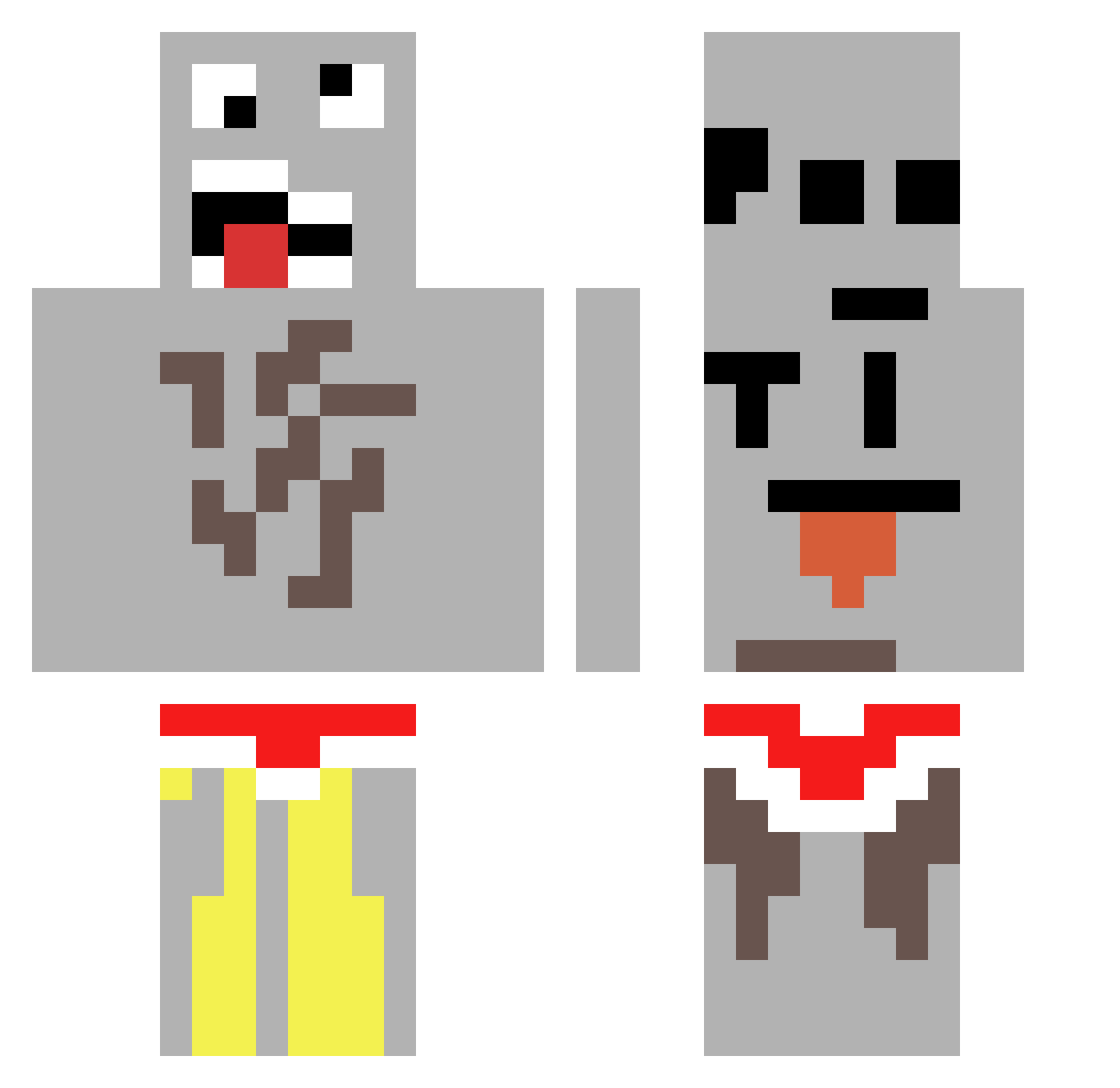 pvshaa Minecraft skin, front and back view