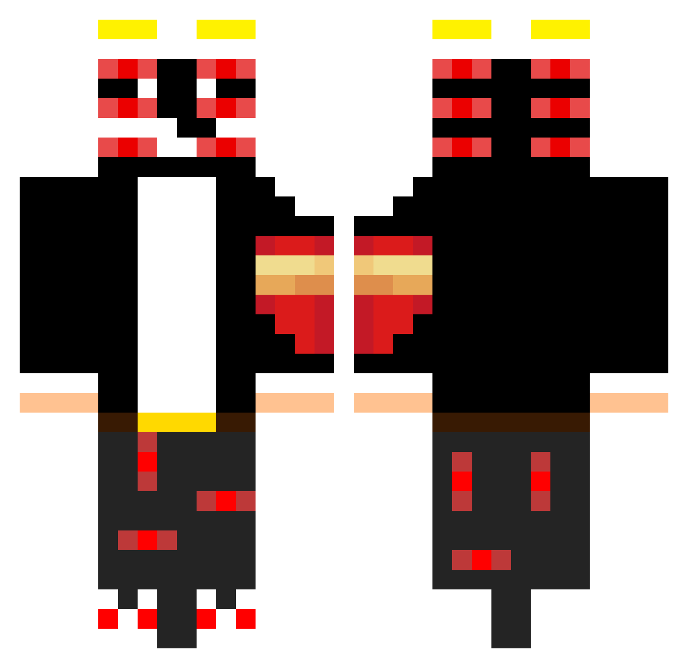 vaguelyHAM Minecraft skin, front and back view