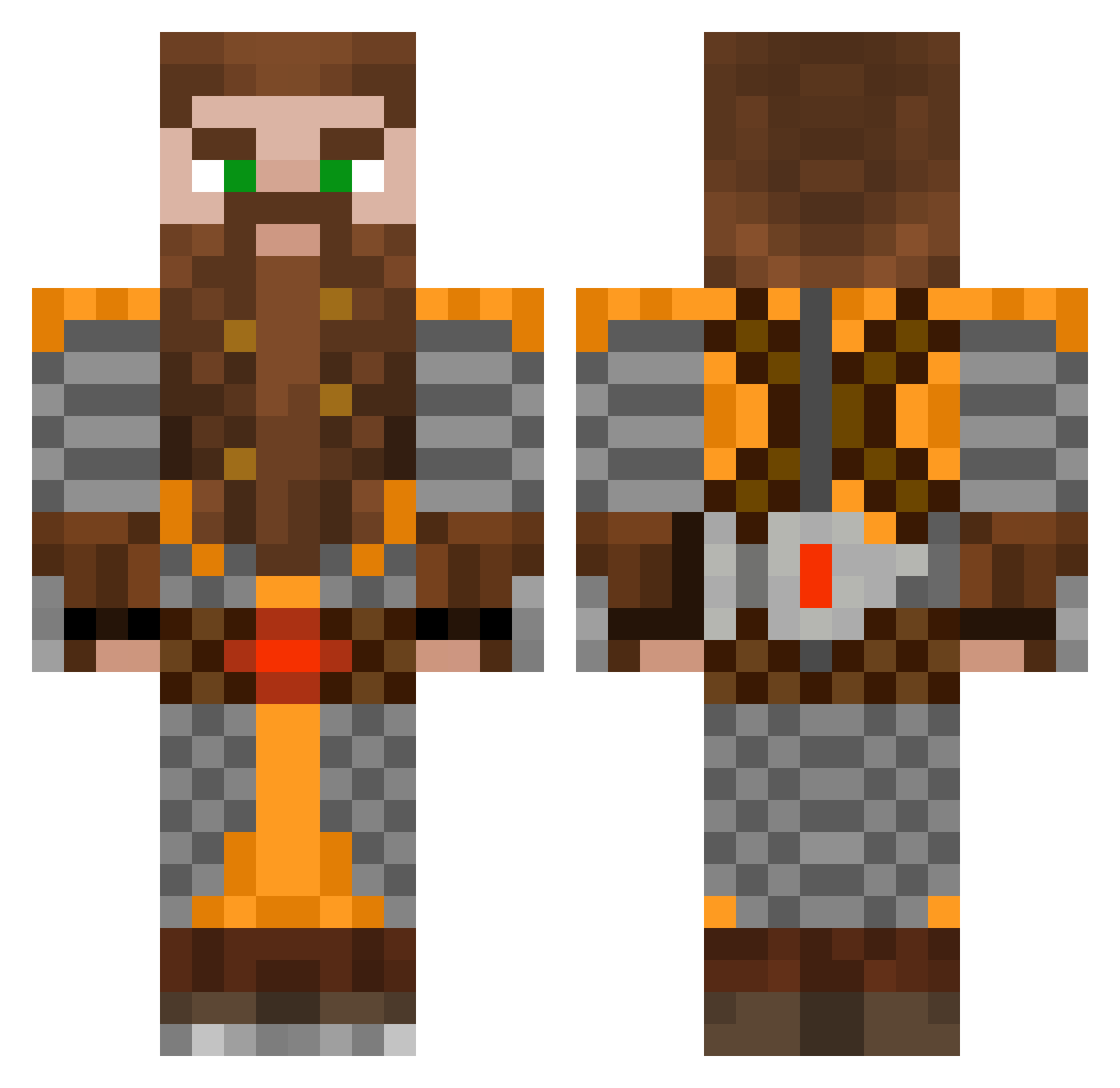 vadalon Minecraft skin, front and back view