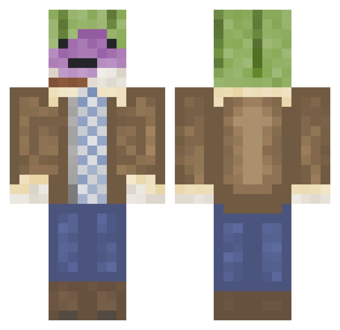 Turnpi Minecraft skin, front and back view