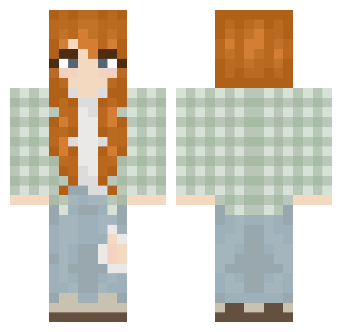 sweka Minecraft skin, front and back view