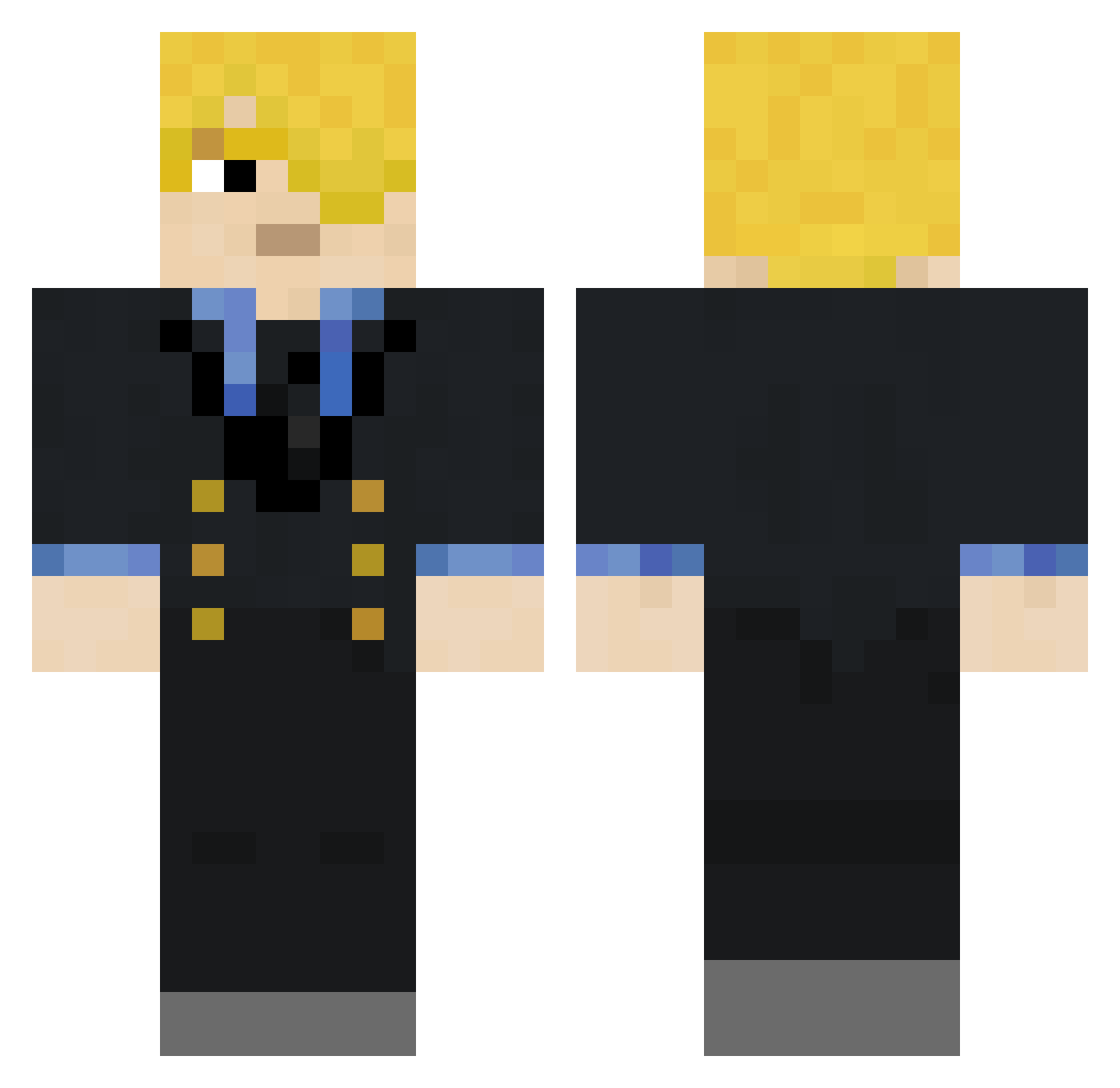 Aloster101 Minecraft skin, front and back view
