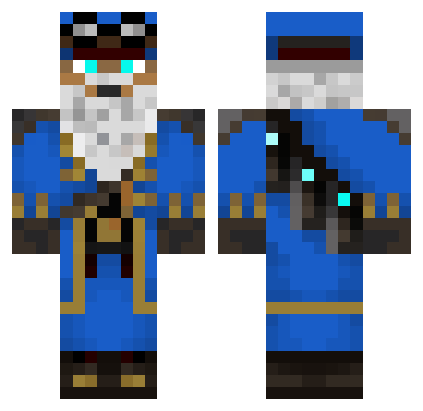 Tollows Minecraft skin, front and back view