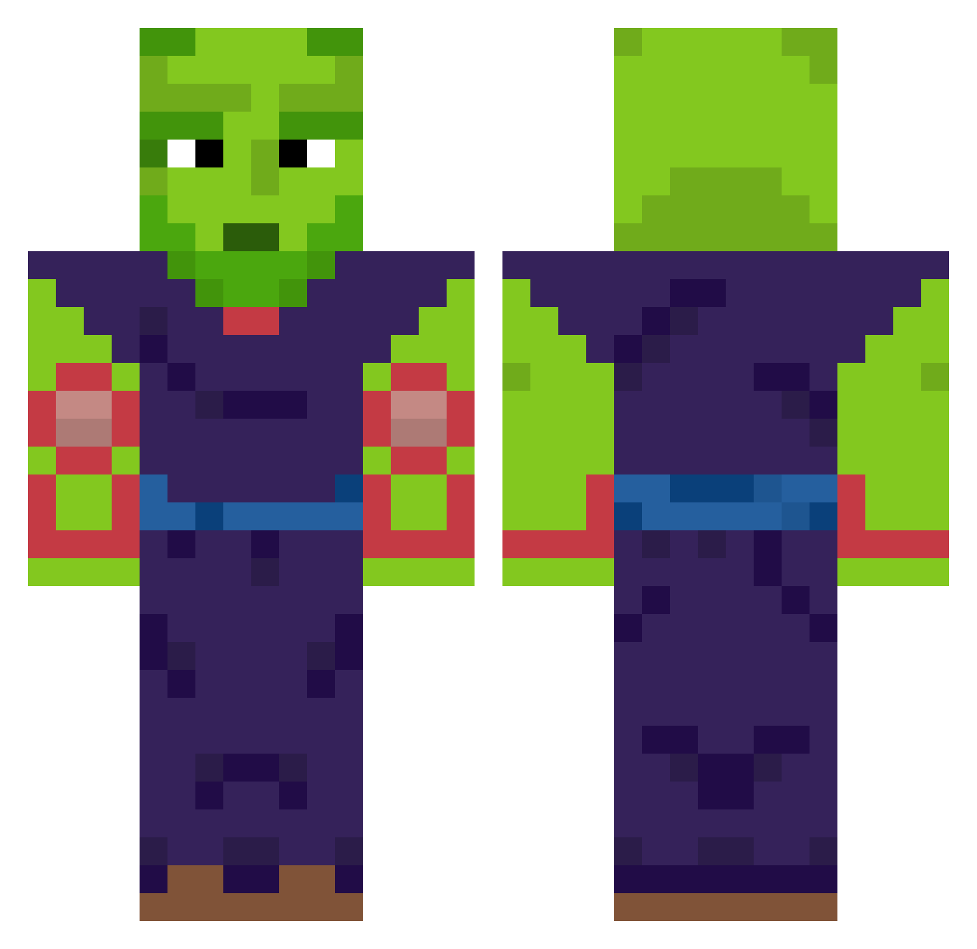 Menkko Minecraft skin, front and back view