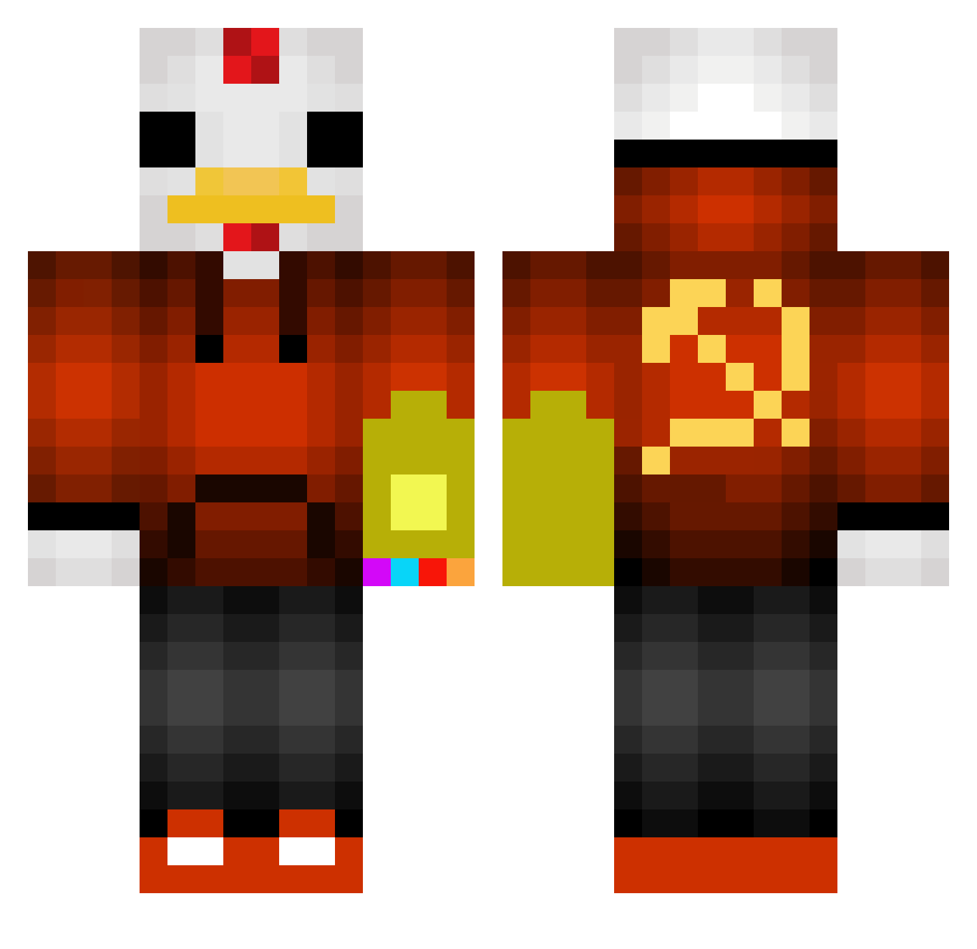 HyperBestia Minecraft skin, front and back view