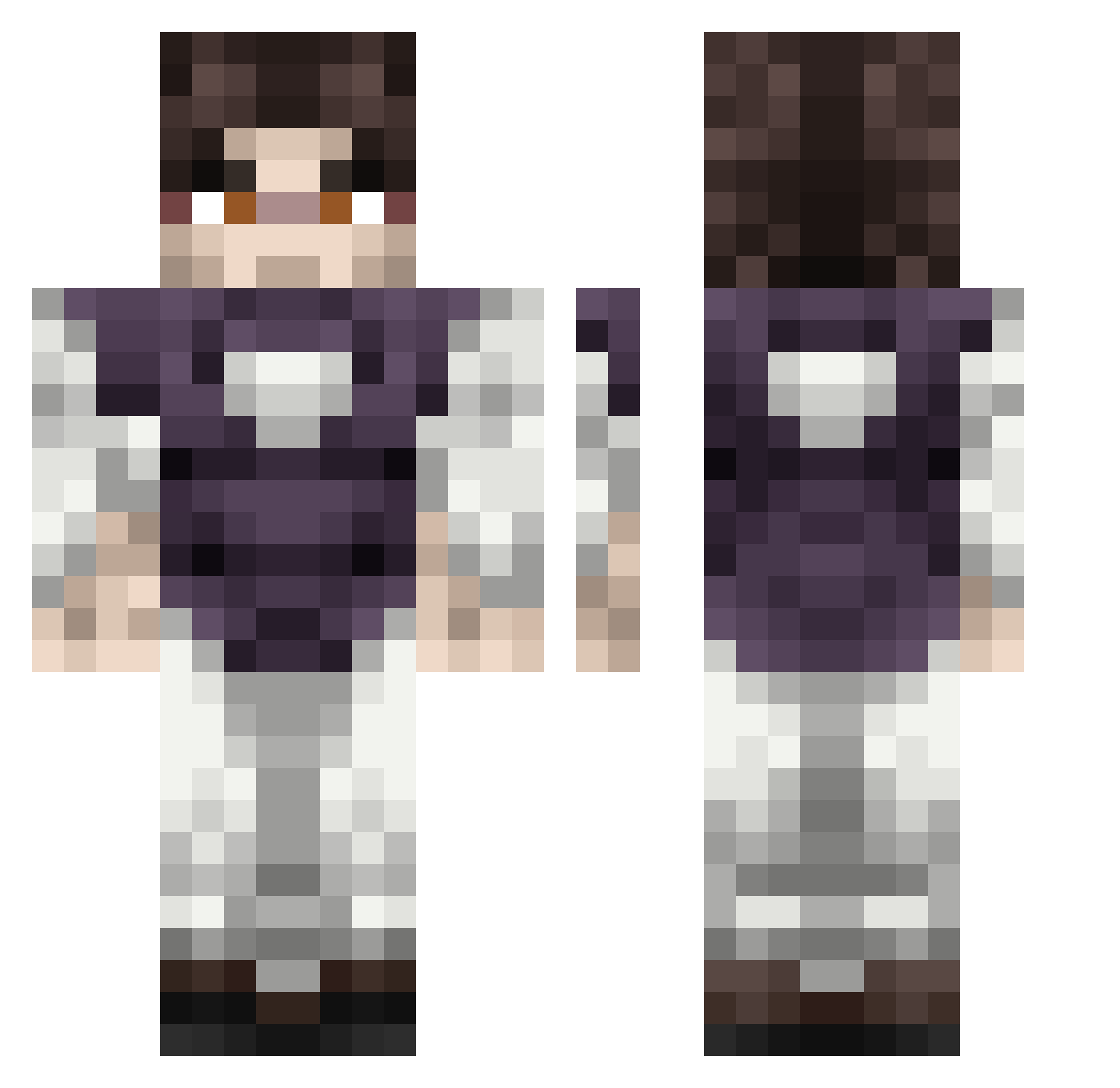 MacerMAKER Minecraft skin, front and back view