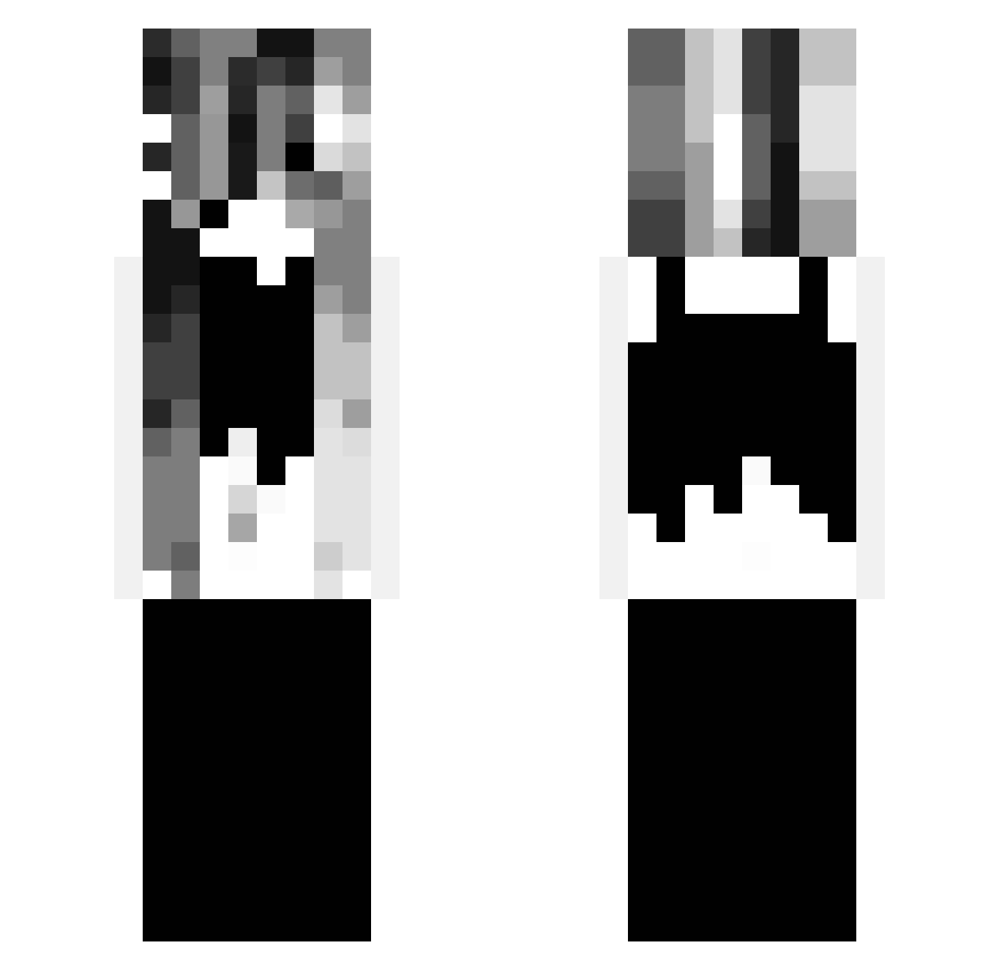 Discra Minecraft skin, front and back view